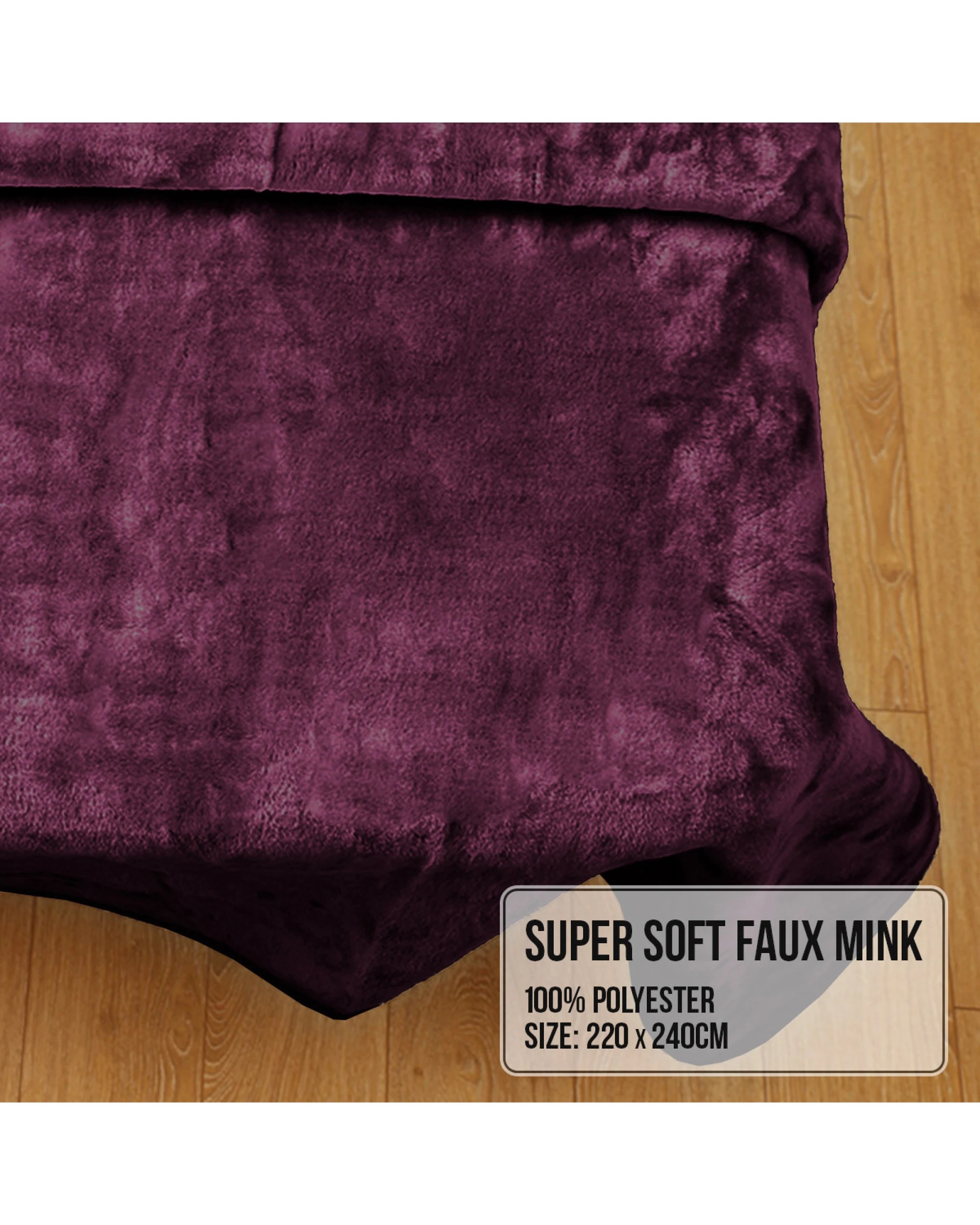 5 Laura Hill 600-gsm Mink Blanket Double-sided Soft Plush Bed Faux Throw Rug Wine Purple
 - Queen Bed, 5 of 8