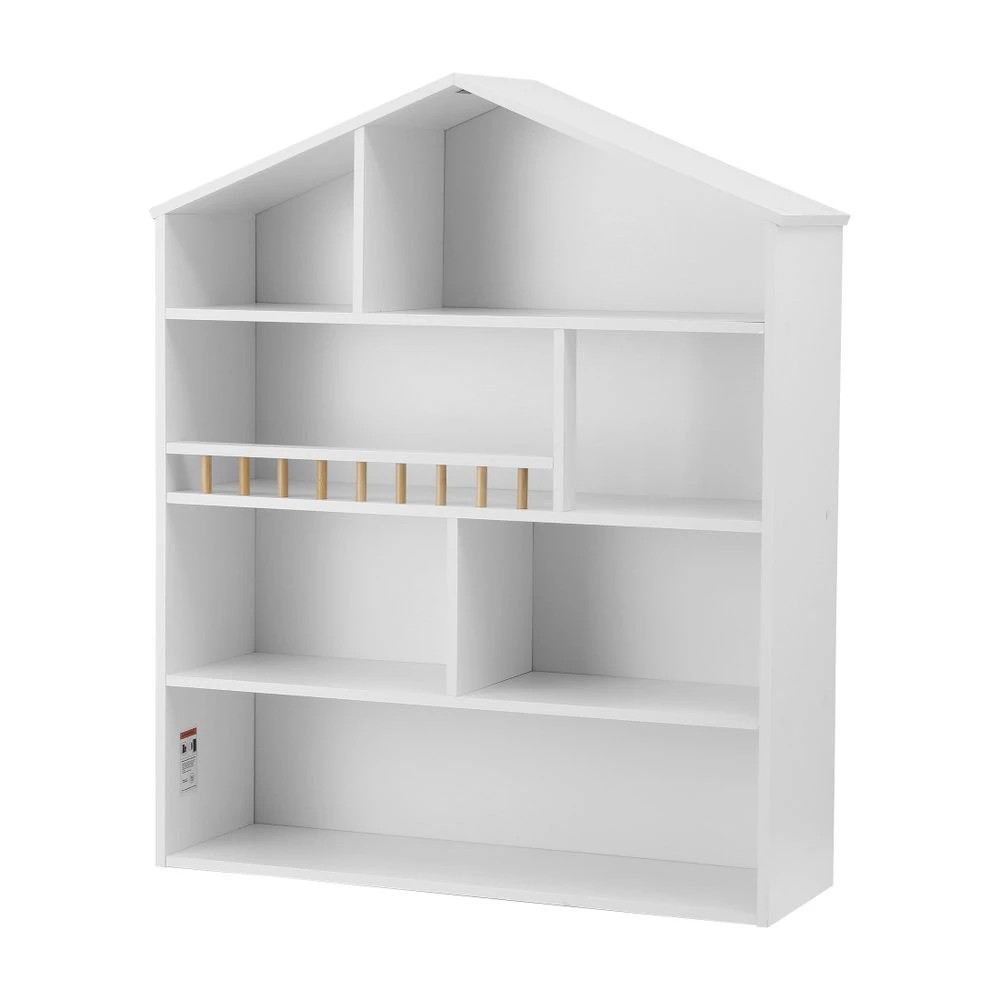 1 Keezi 4 Tiers Kids Bookshelf en Bookcase Display Storage Organiser Cabinet - White, 1 of 7