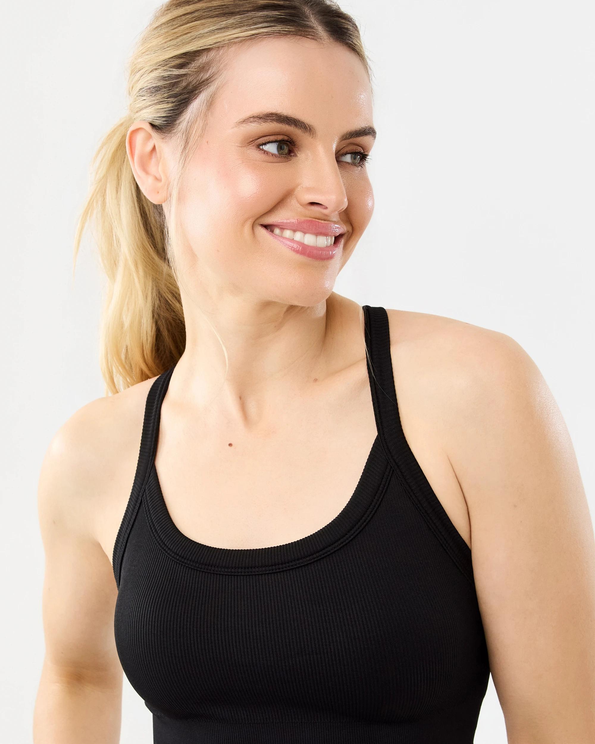 4 Active Womens Seamfree Support Crop Top Black, 4 of 8