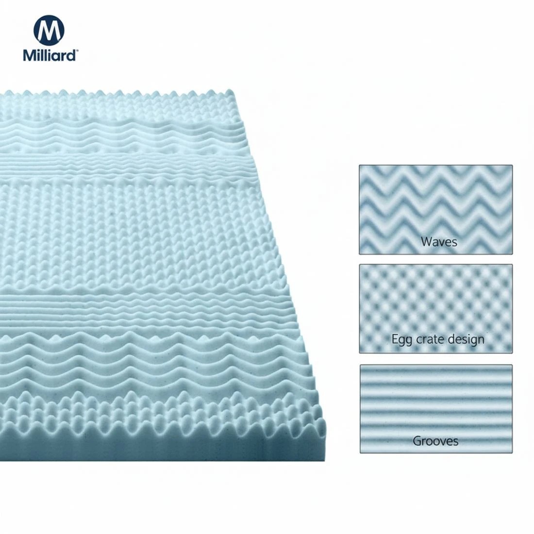 6 Giselle Bedding Memory Foam Mattress Topper 7 - Queen Bed - Blue, 6 of 7