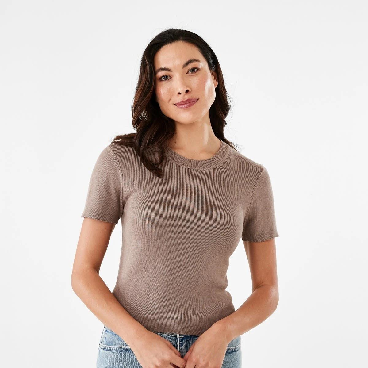 1 Short Sleeve True Knit Fitted T-shirt DEEP TAUPE, 1 of 5