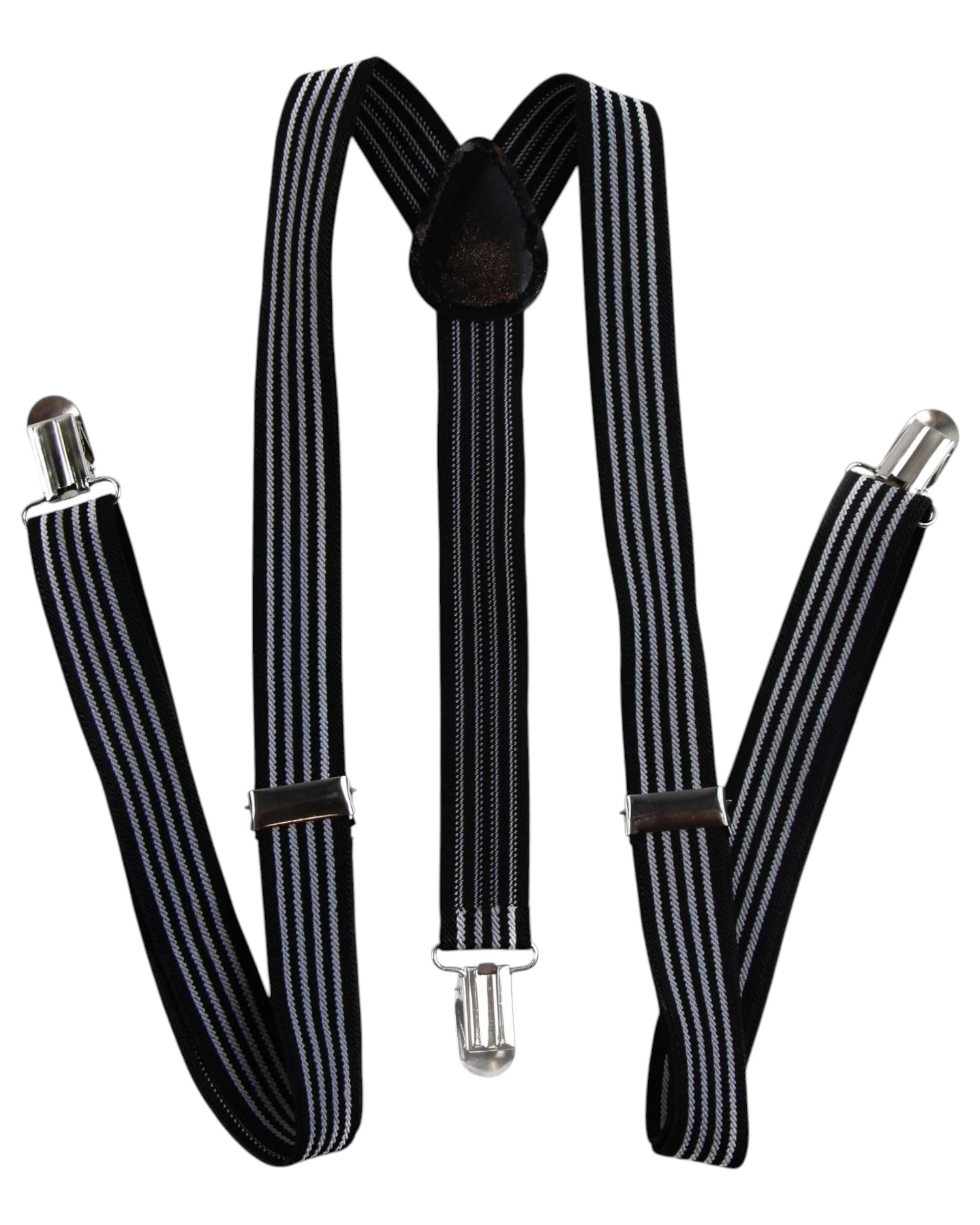 3 Zasel Mens Adjustable Black & White Striped Patterned Suspenders - Multi, 3 of 5