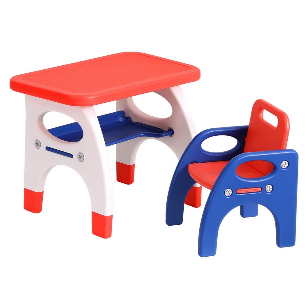 1 Keezi Kids Table and Chair Set HDPE Toddler Activity Play Set Orange/Yellow - Multi, 1 of 6