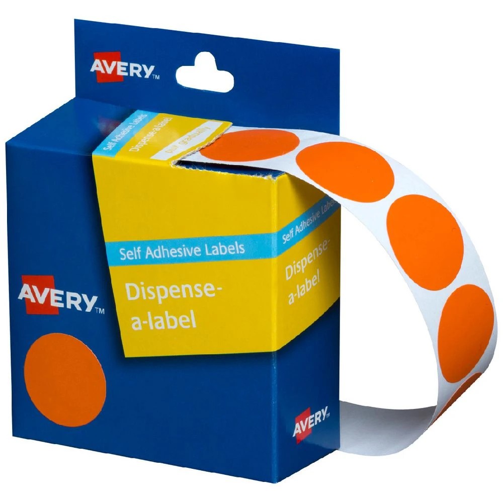 1 Avery self-adhesive Round Labels Orange 24mm 500 Pack, 1 of 3