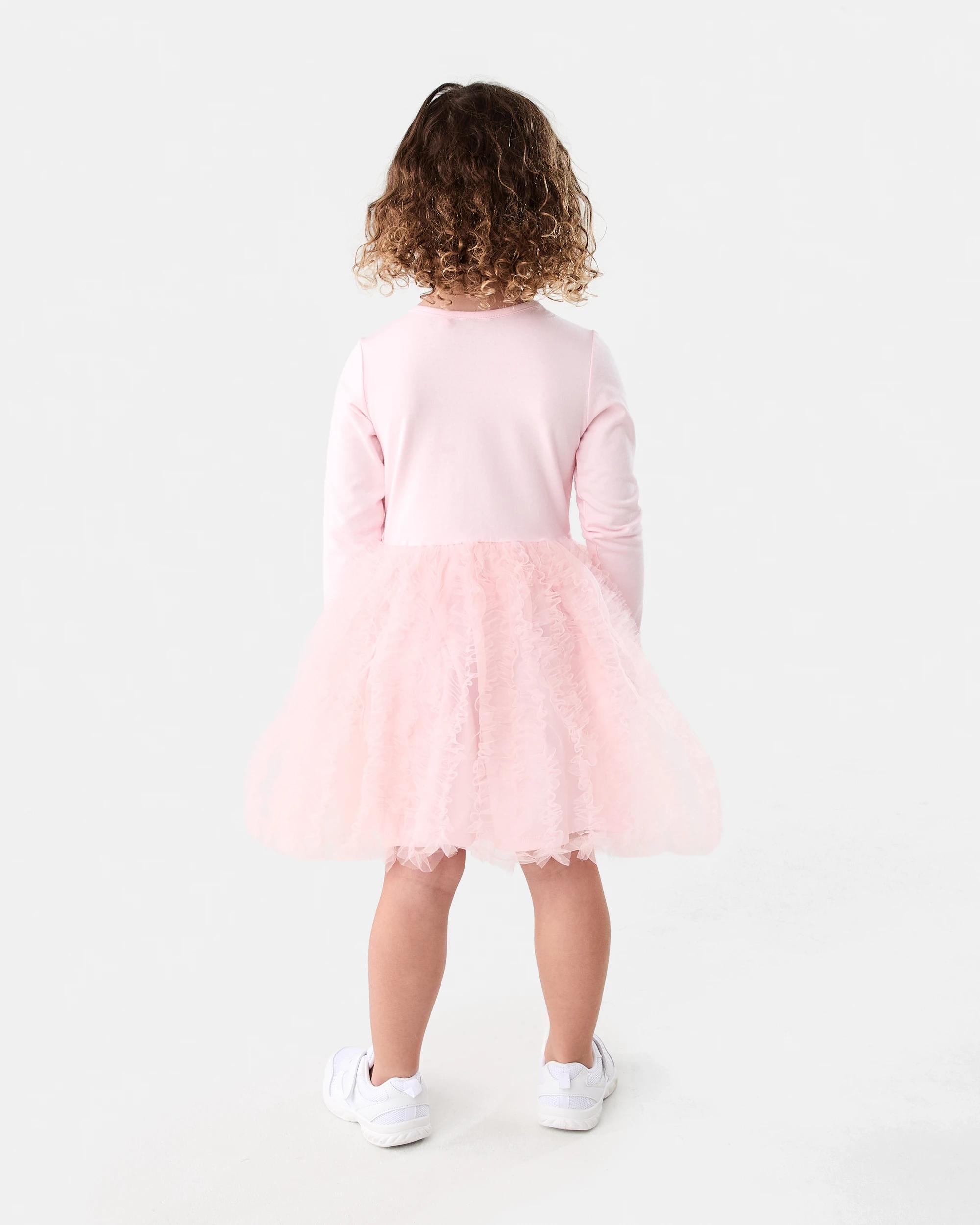 9 Long Sleeve Rib Tutu Dress Pnk Bow, 9 of 9