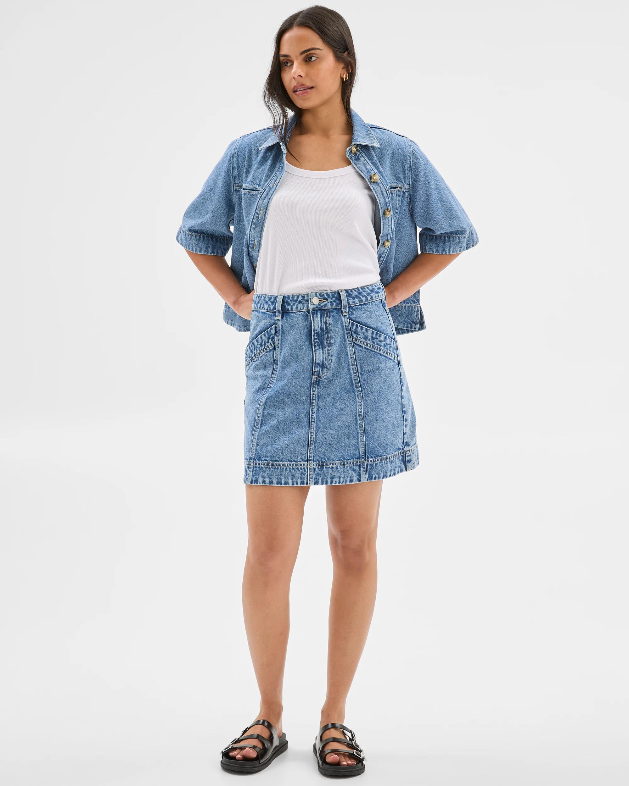 2 Target Denim Denim Slant Pocket Mini Skirt SALT/PEPPER INDIGO, 2 of 6