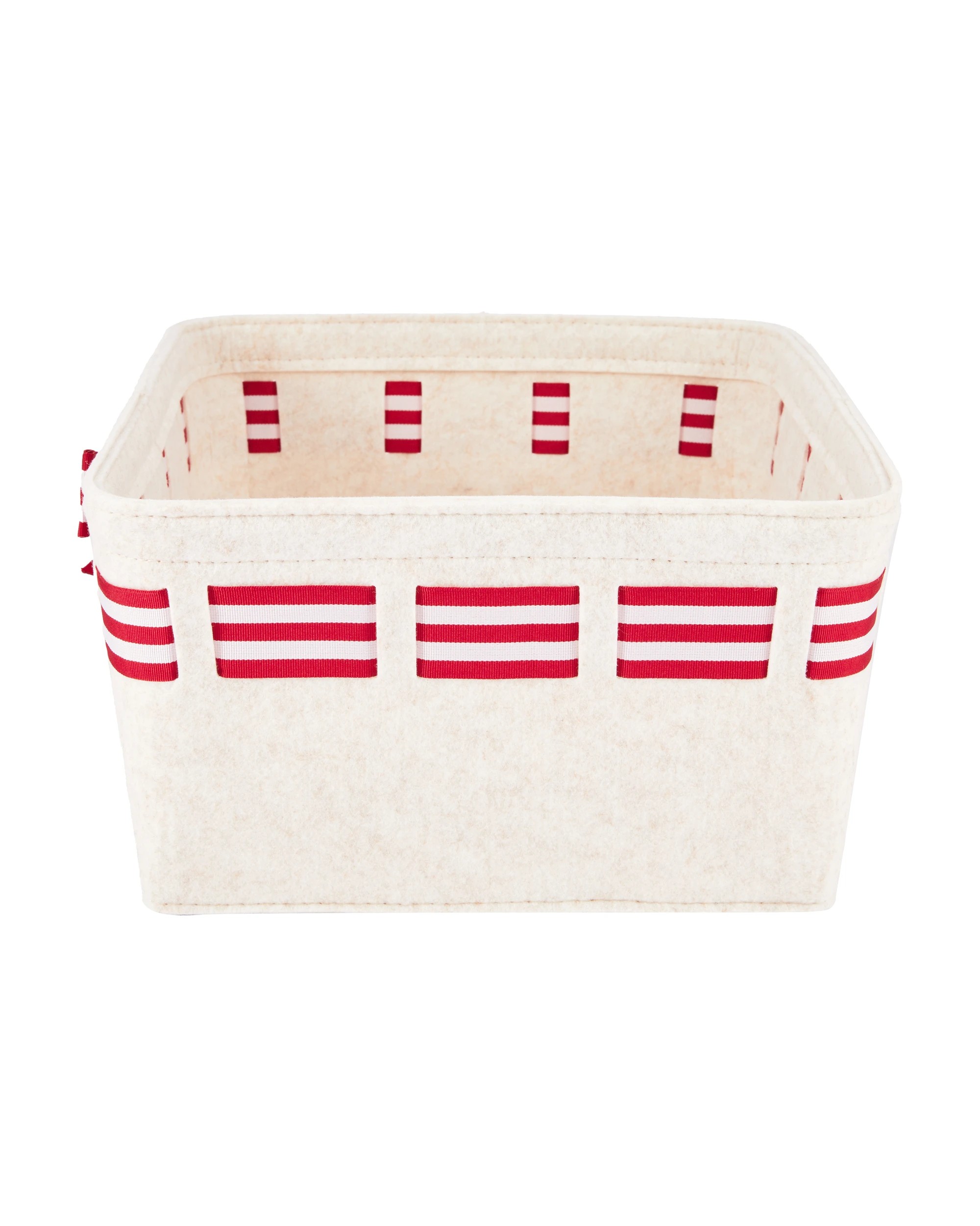2 Christmas Felt Basket with Bow - Beige, 2 of 5