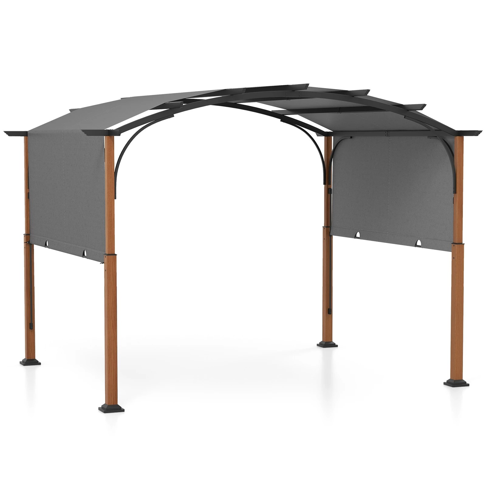 1 Costway 3 x 3.6m Outdoor Retractable Pergola Arched Patio Pergola - Grey, 1 of 1