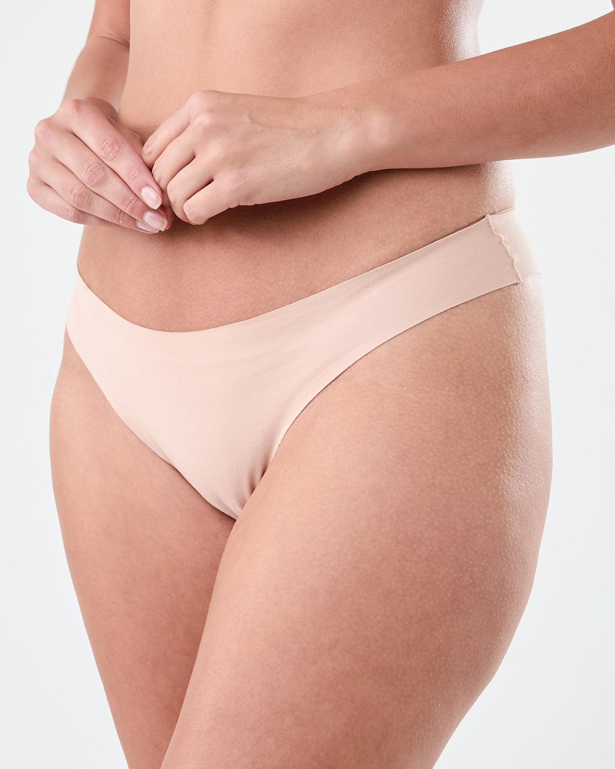 1 3 Pack Cotton Free Cut Cheeky Bikini Briefs Light Fawn, 1 of 3