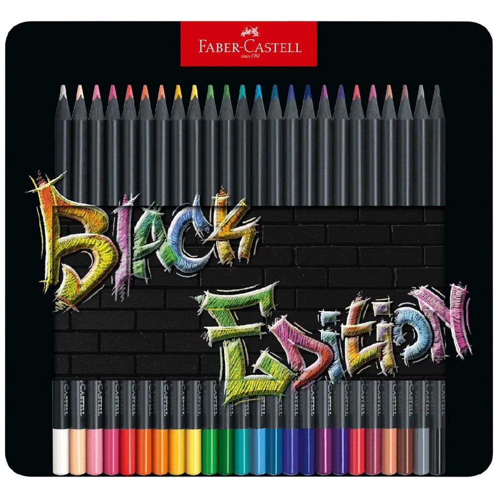 1 Faber-Castell Black Edition Pencil Tin Assorted 24 Pack, 1 of 4