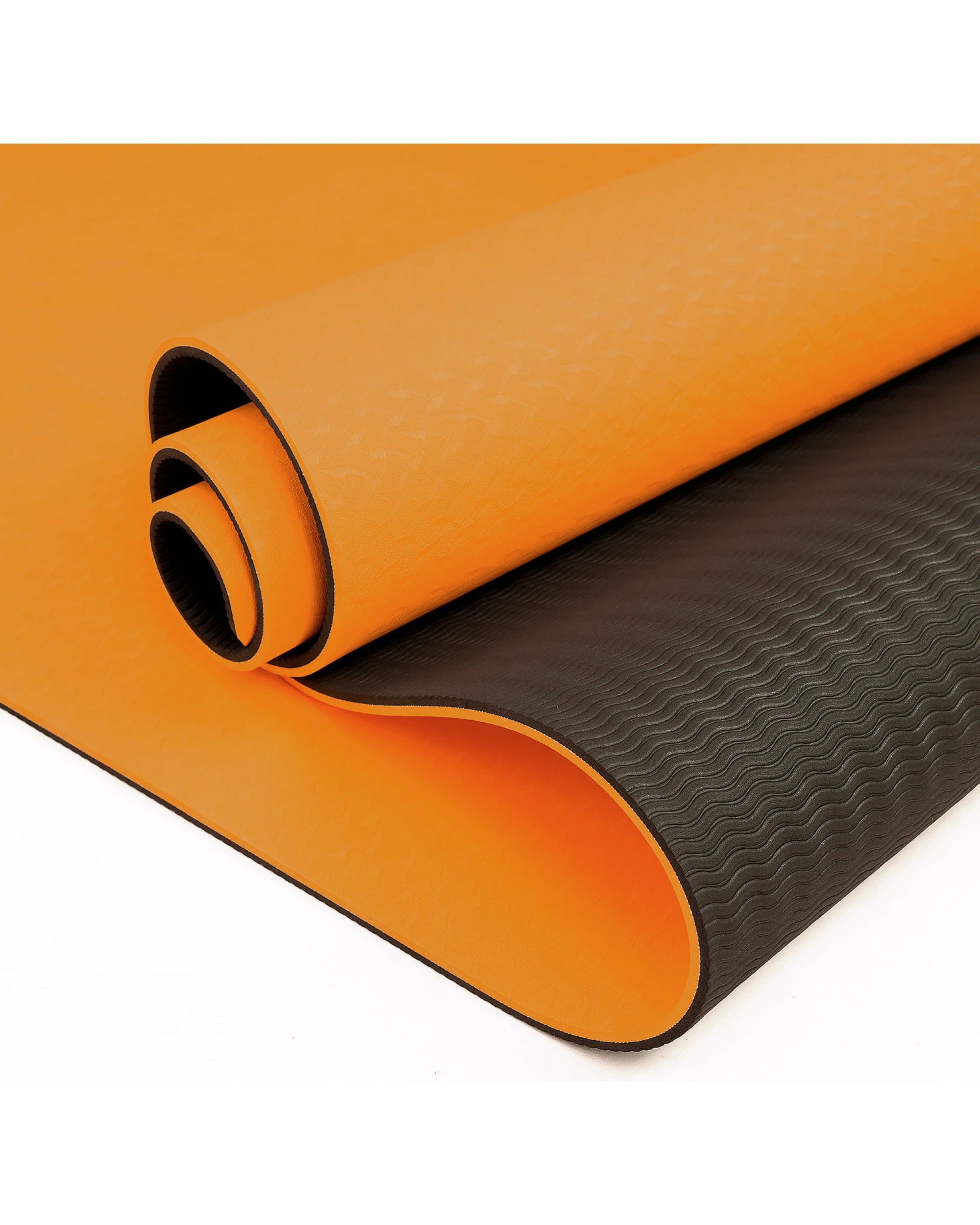 4 Powertrain 8mm Thick Yoga Exercise Mat Home Gym Pilates Fitness Dual Layer TPE - Orange, 4 of 5