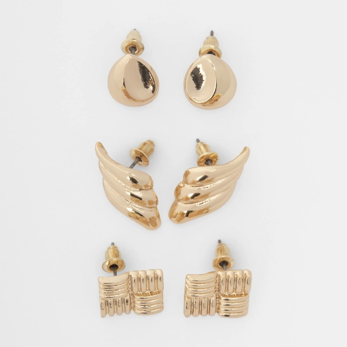 1 3 Pack Statement Stud Earrings - Gold Tone, 1 of 4