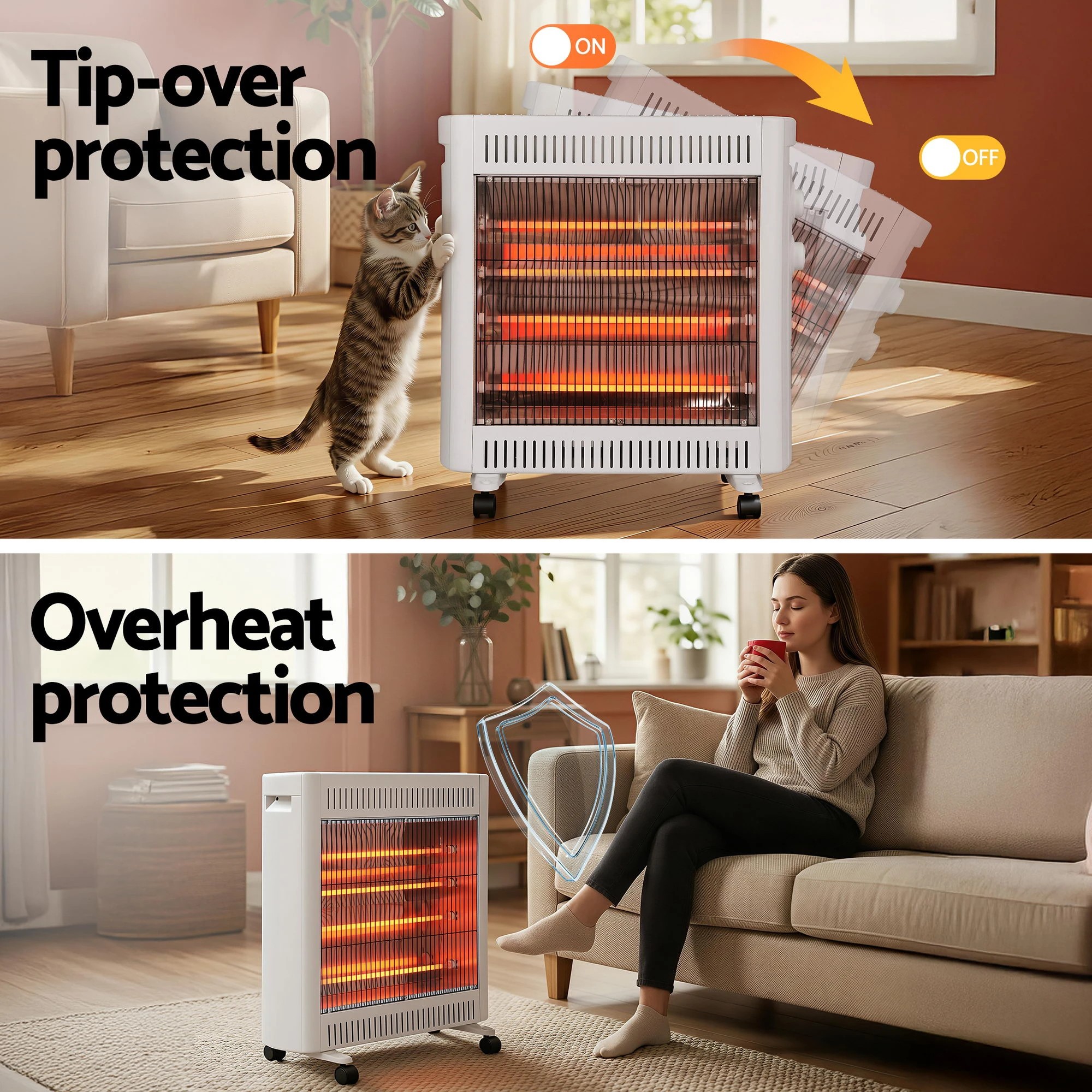 5 Devanti 2200W Infra Radiant Heater Portable Electric Space Heating - White, 5 of 6