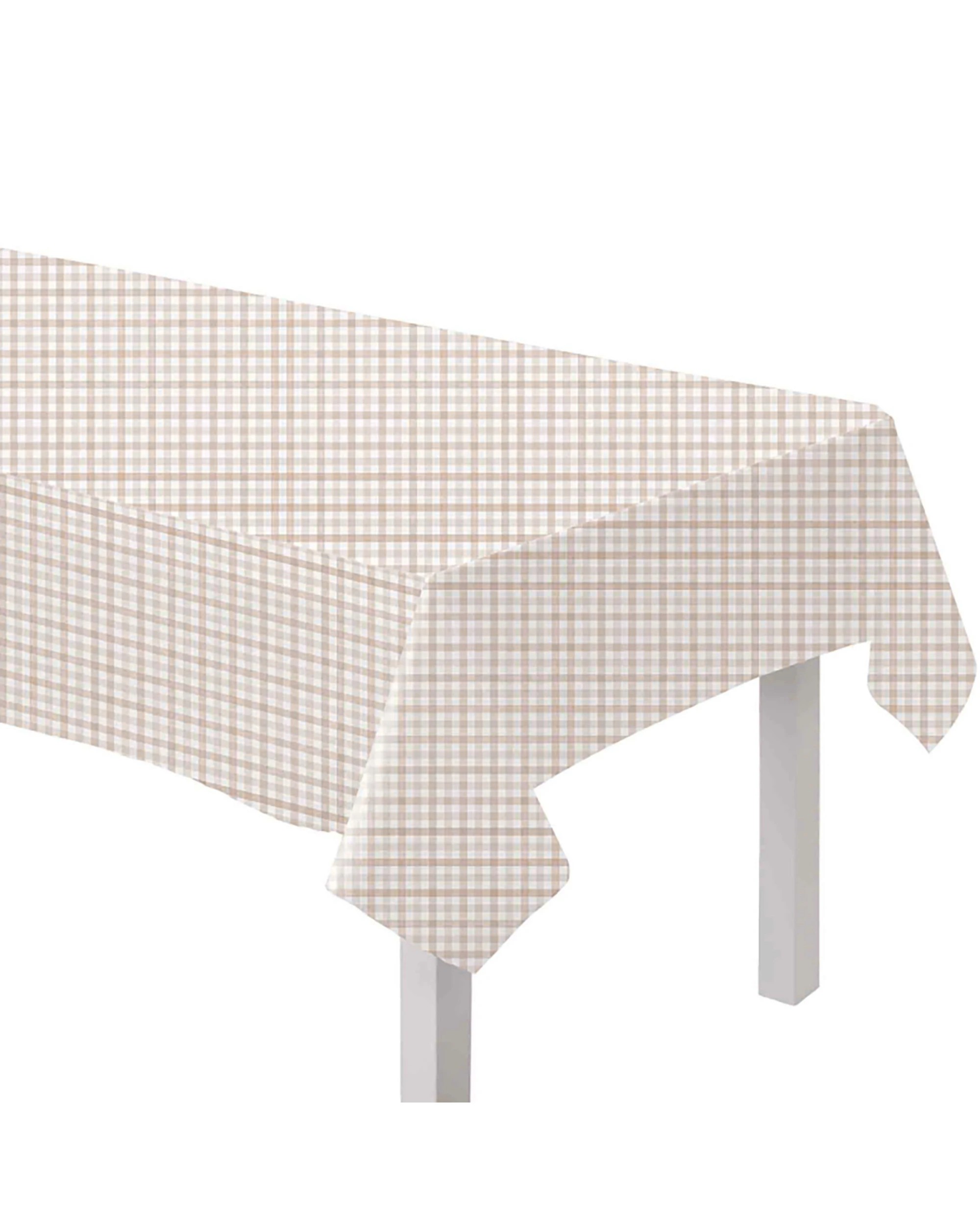 1 Anagram Sand Gingham Paper Tablecloth - Light Brown, White, 1 of 1