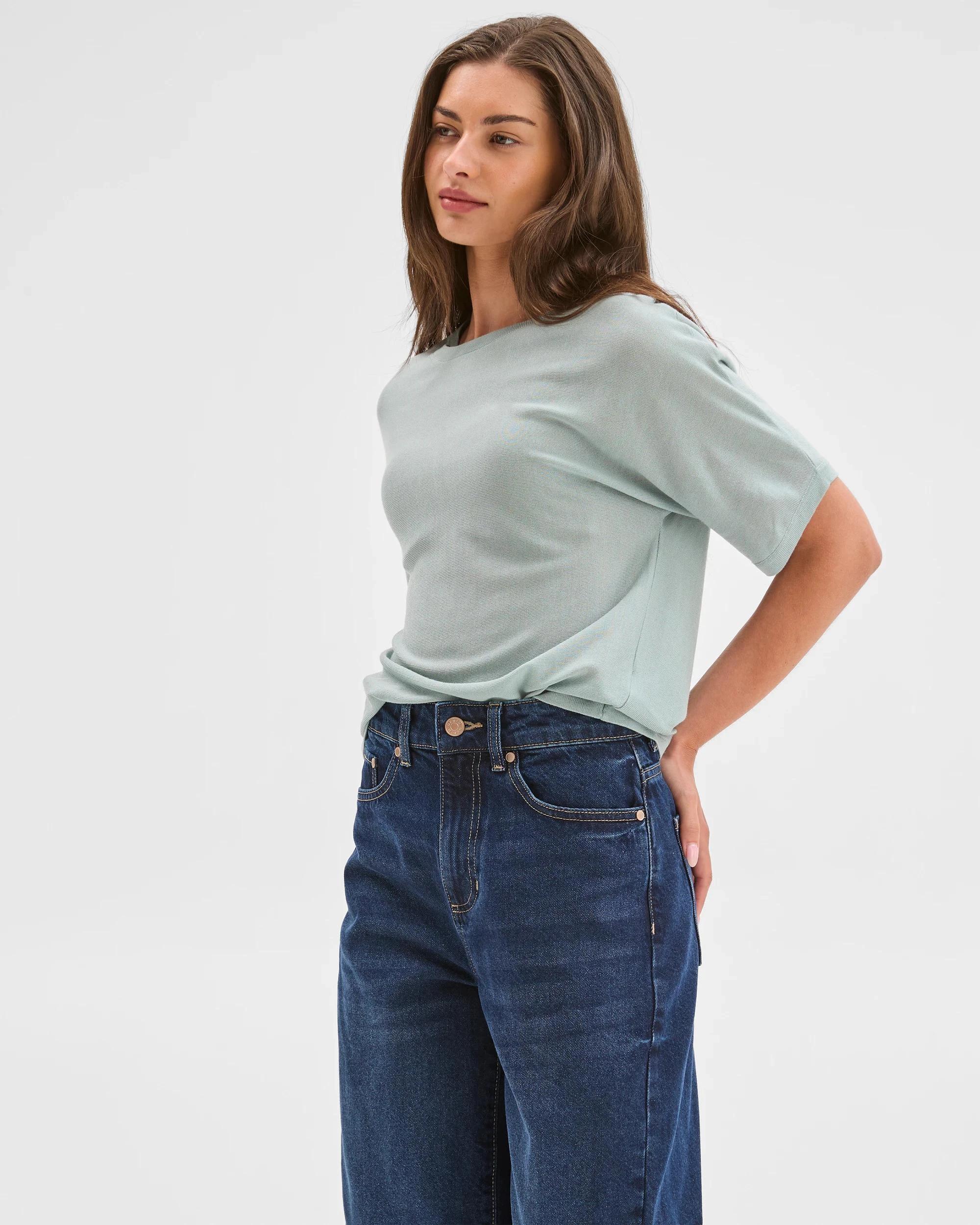 2 Target Petites Petites Merino Wool Blend Short Sleeve T-Shirt SLATE, 2 of 5