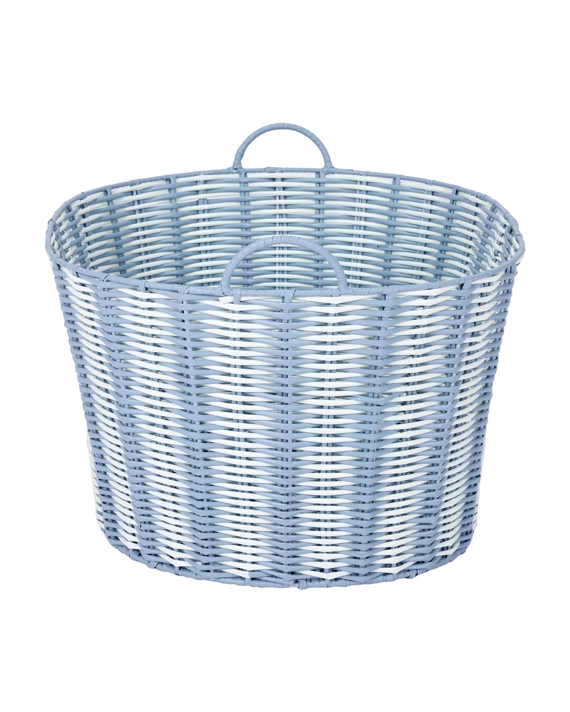 2 Rattan Look Laundry Basket - Blue, 2 of 5