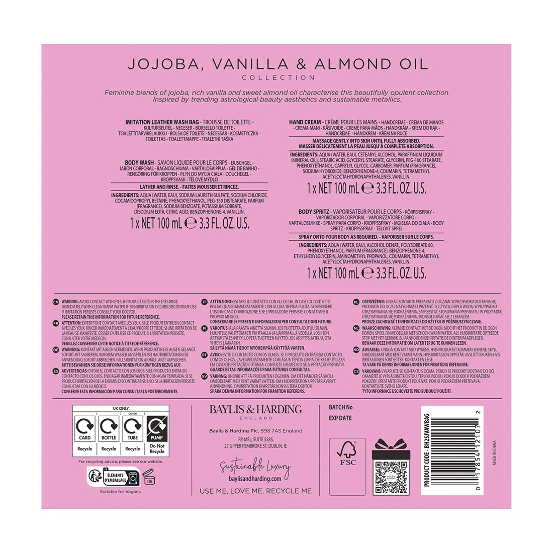 4 Baylis & Harding Signature Collection: Luxury Wash Bag Set - Jojoba, Vanilla & Almond Oil, 4 of 4