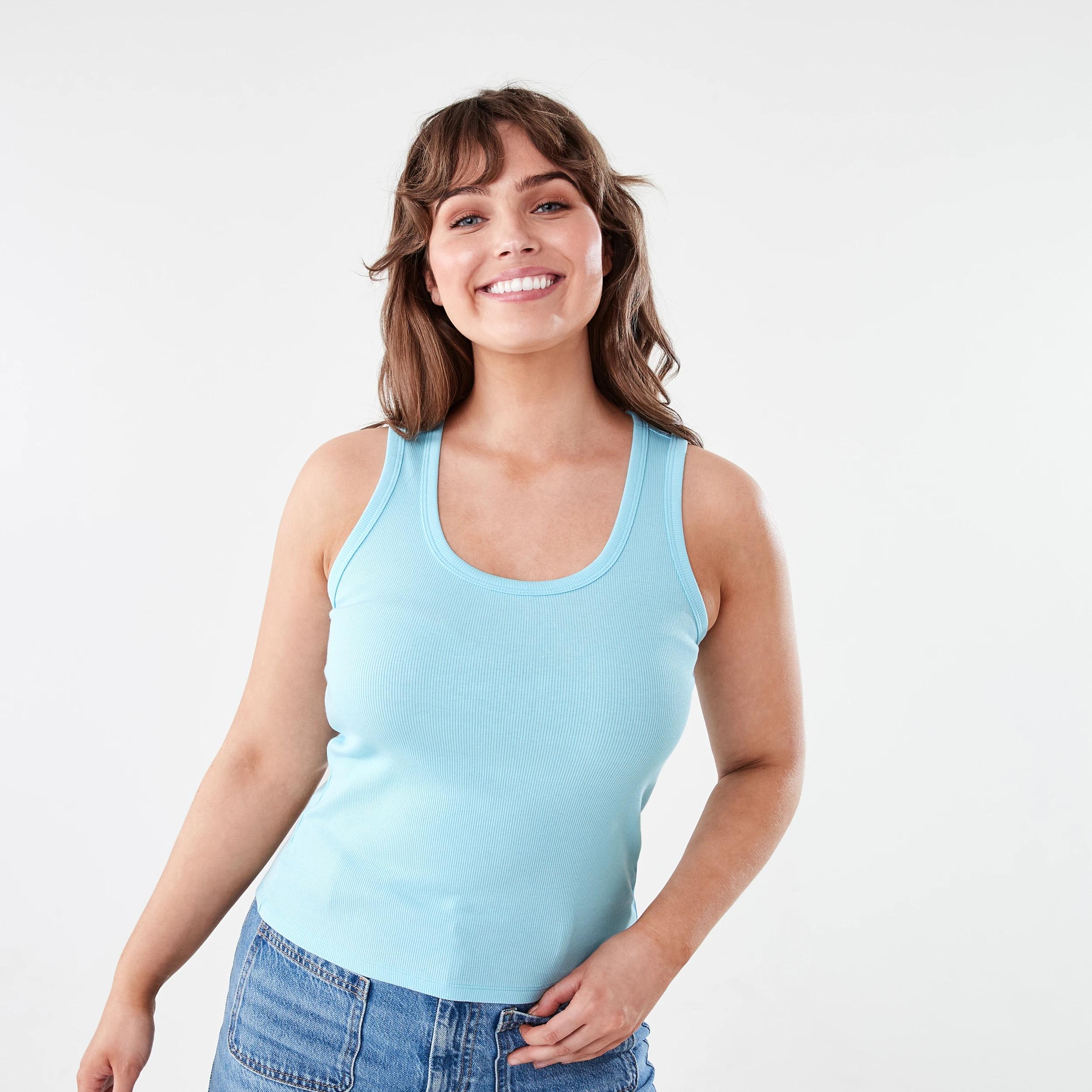 1 Sleeveless Rib Tank Clear Aqua, 1 of 5