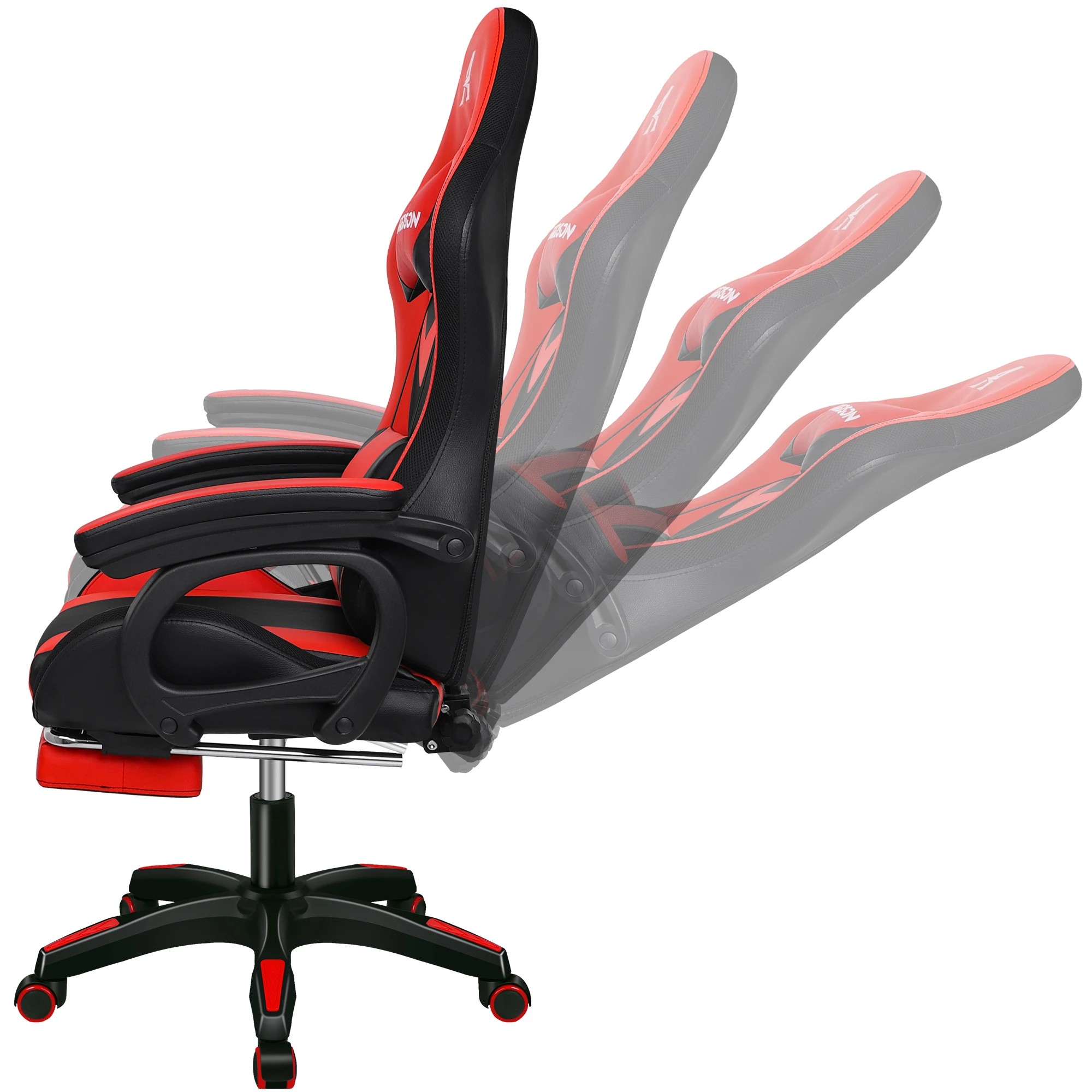 6 Alfordson Gaming Office Chair 12 RGB LED Massage Computer Seat Footrest - Red, 6 of 10