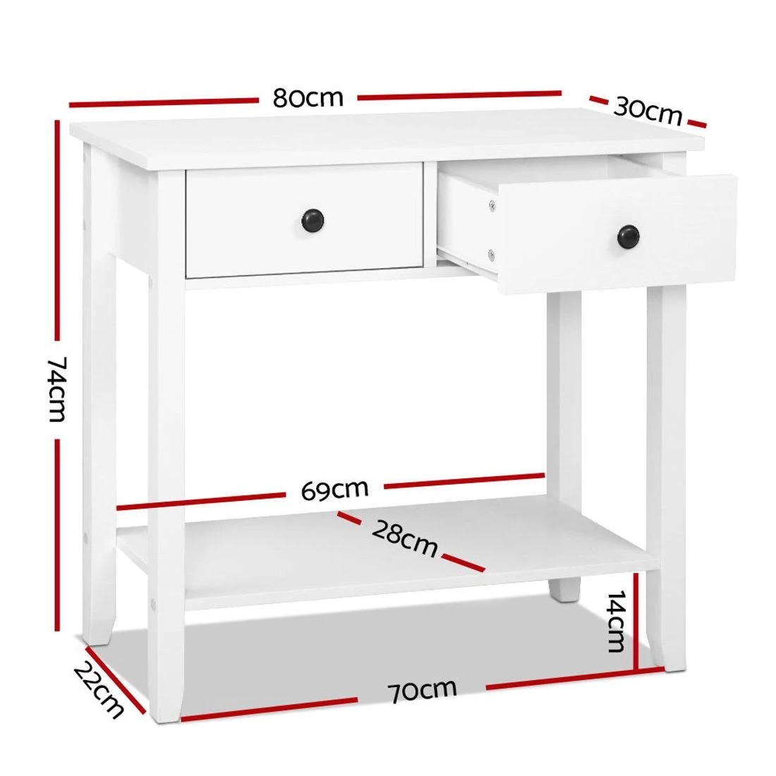 4 Artiss Console Table 2 Drawers 80CM  Chole - White, 4 of 8