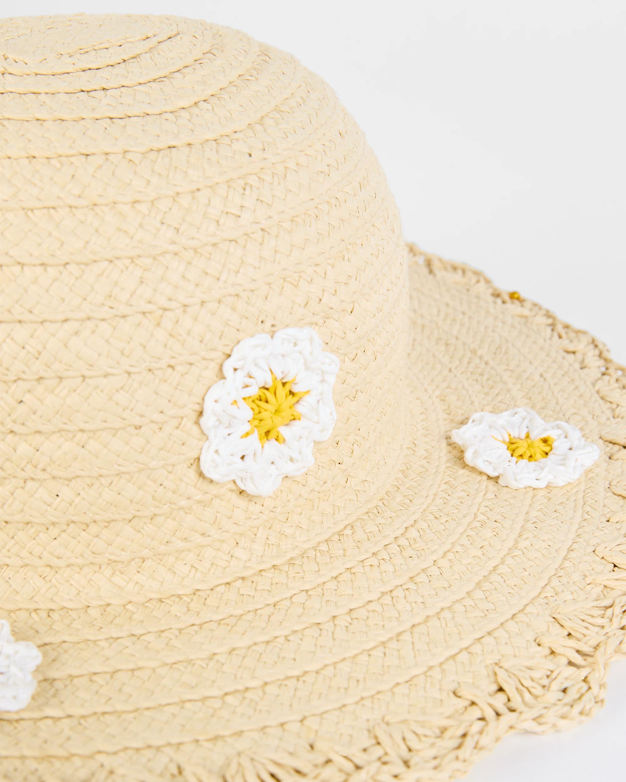 2 Target Kids Paper Straw Crochet Daisy Hat NATURAL, 2 of 2