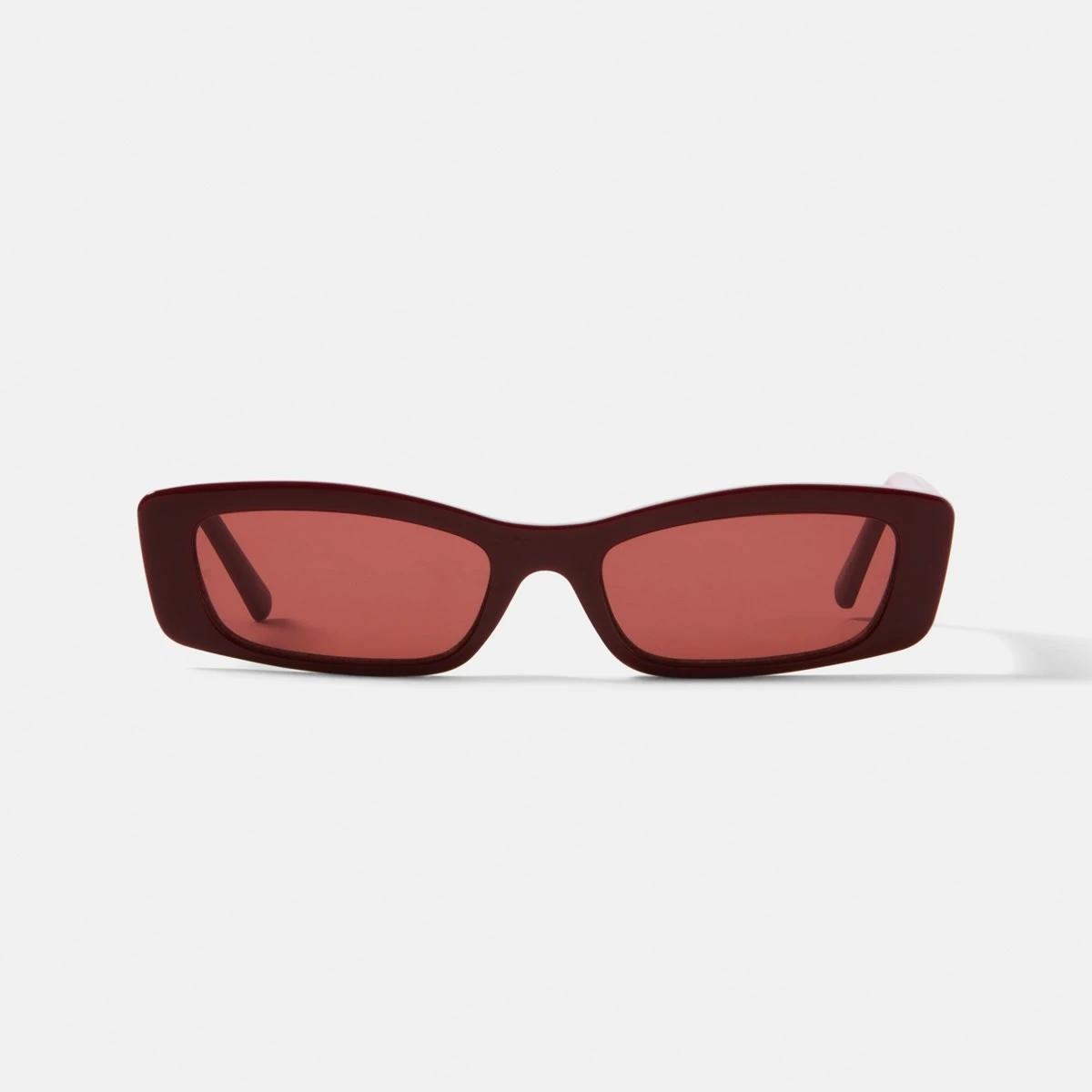 1 Womens Slim Rectangle Sunglasses BURGUNDY CHERRY, 1 of 6