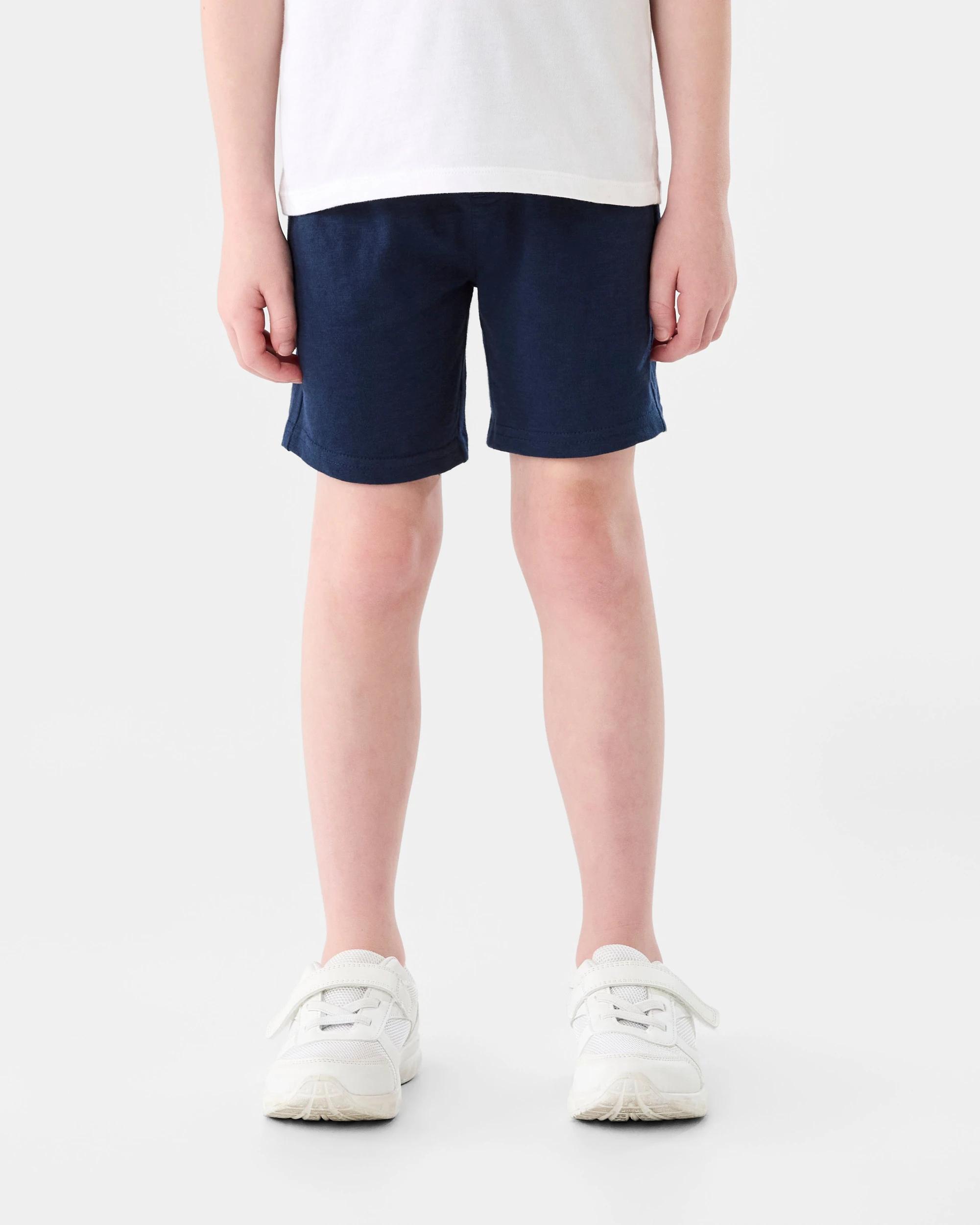 1 Cotton Knit Shorts Dress Navy, 1 of 6