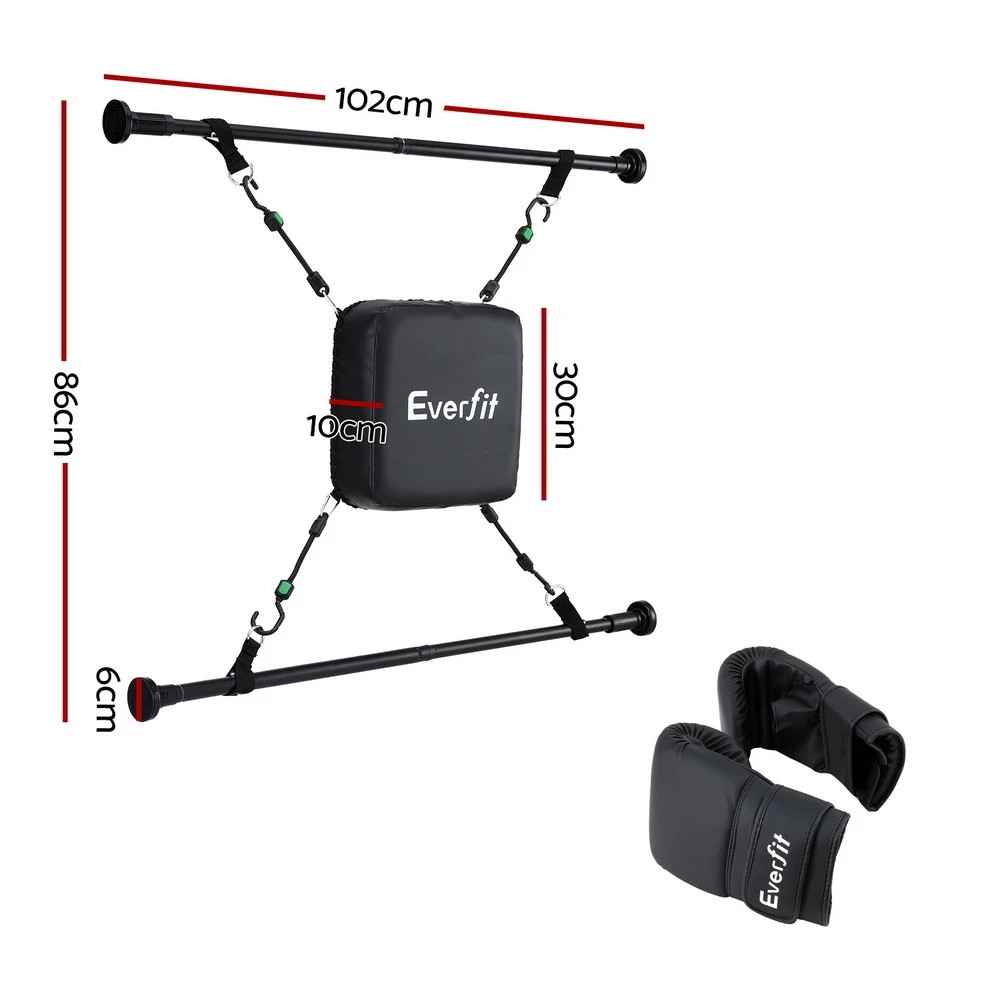 2 Everfit Doorway Punching Bag Adjustable Apartment Friendly with Boxing Gloves - Black, 2 of 7