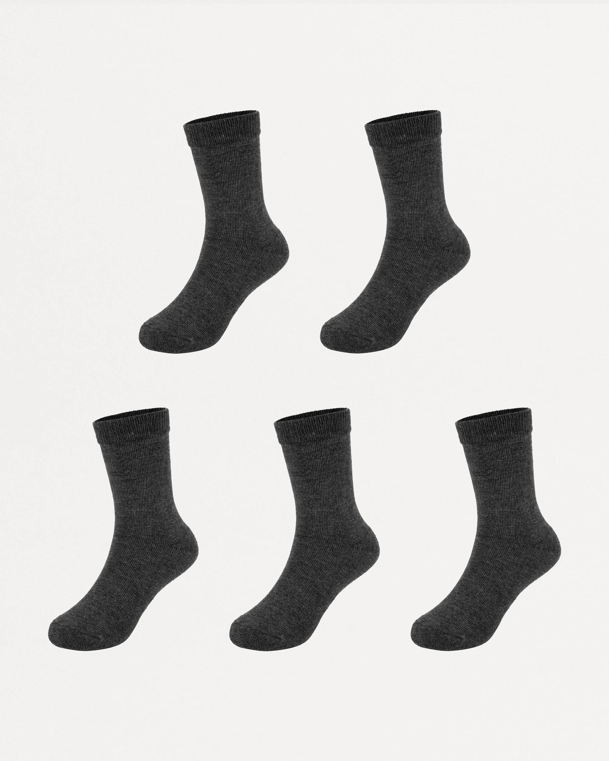 1 5 Pack Bamboo School Crew Socks Char Marle, 1 of 3