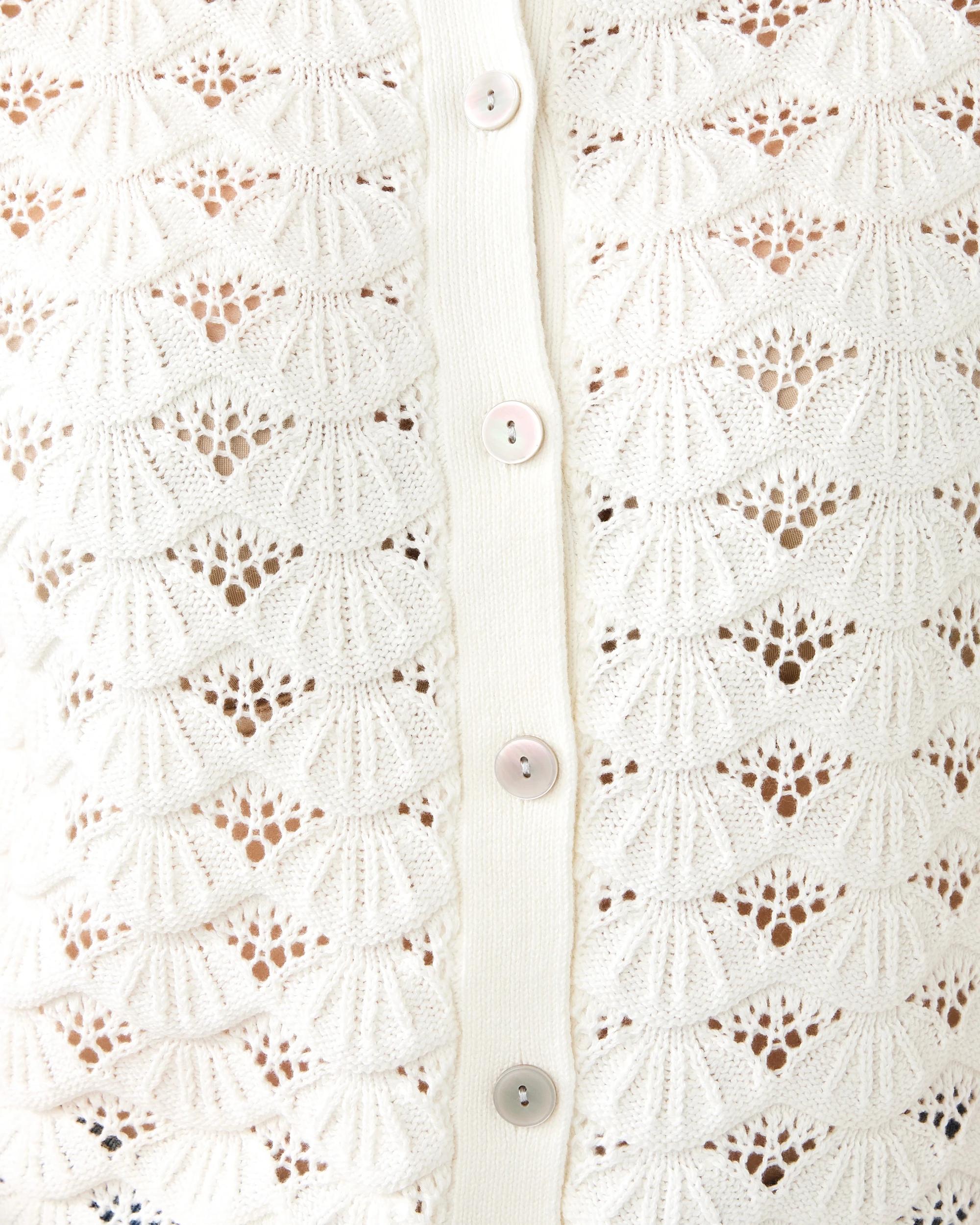 6 Short Sleeve Pointelle Polo Shirt Cld White, 6 of 7