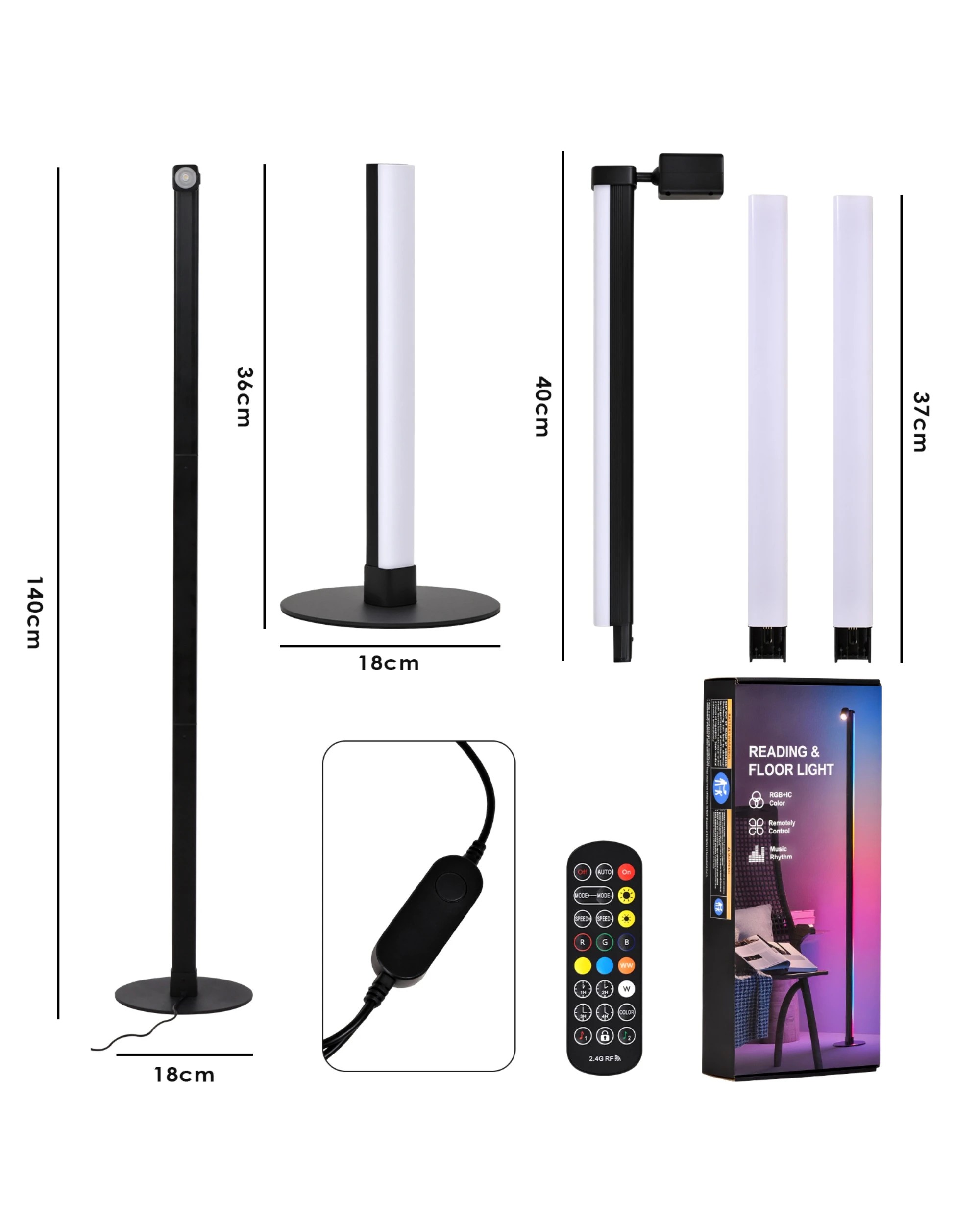 2 Advwin Corner Floor Lamp 140cm Smart LED Light Reading Light, 2 of 8
