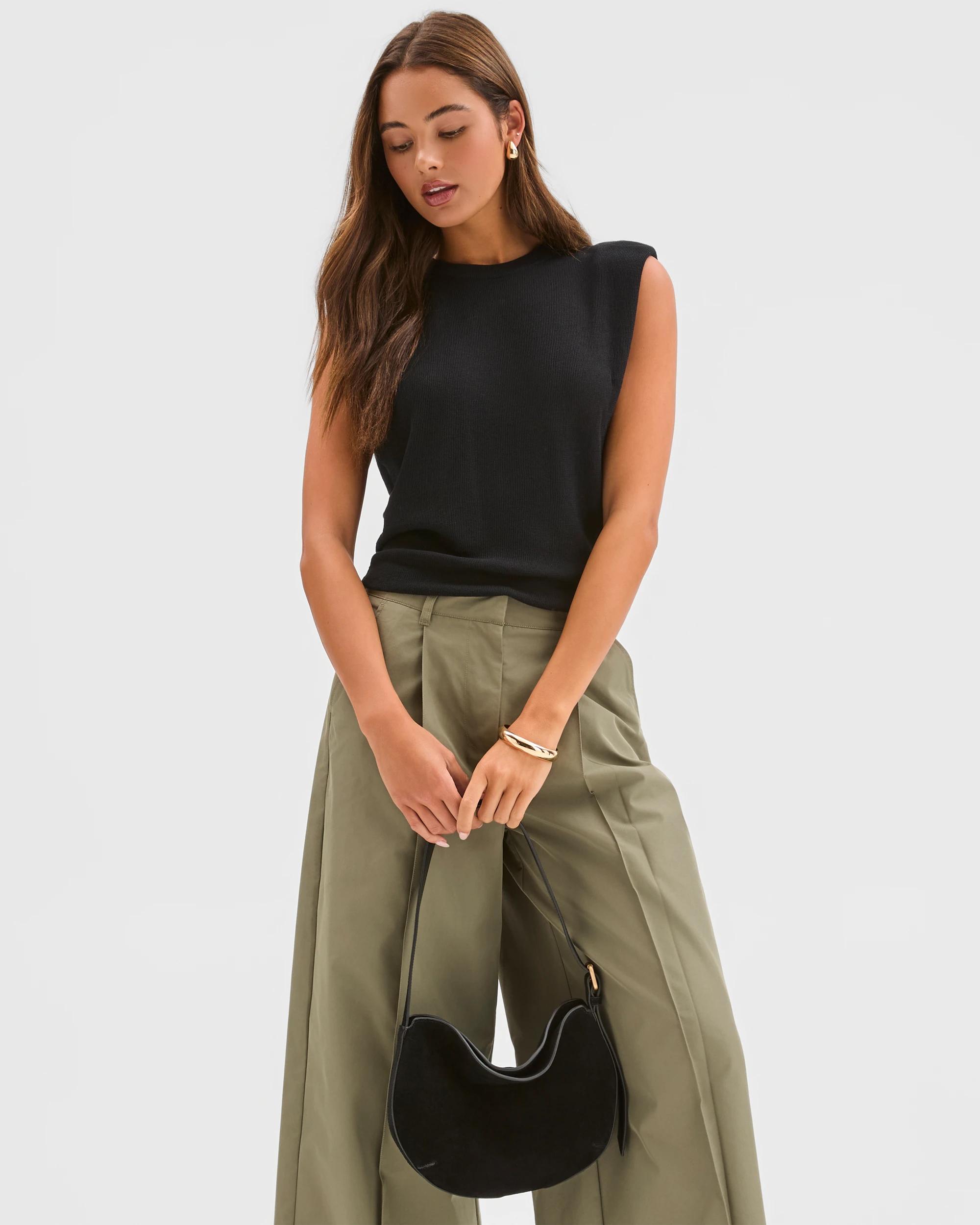 2 Lily Loves Extended Shoulder Knit Top BLACK, 2 of 7