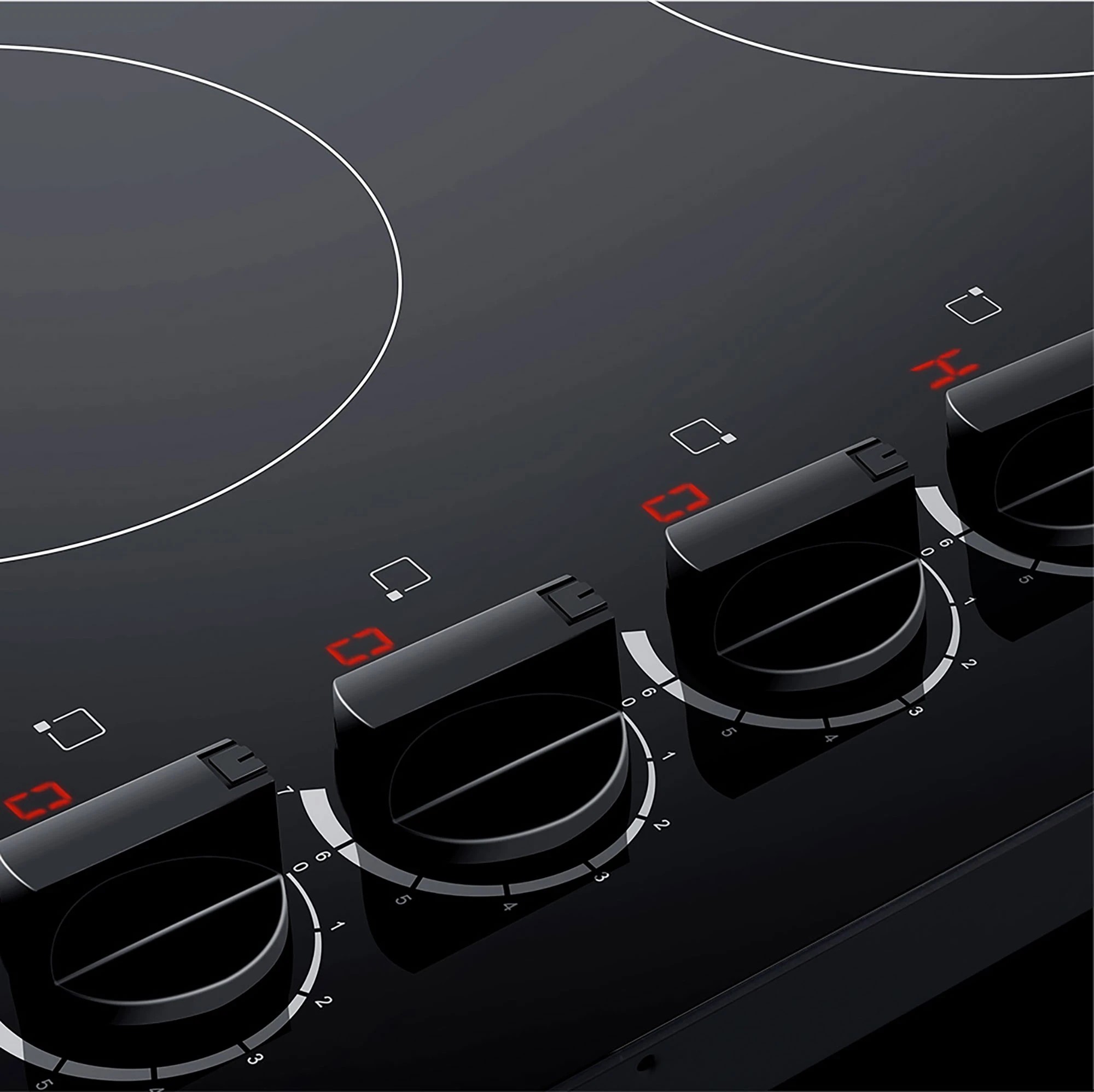 3 Devanti 60cm Electric Ceramic Cooktop 4 Zone Knob Control 8 Step Heat Timer Safety Lock Overheat Protection - Black, 3 of 6