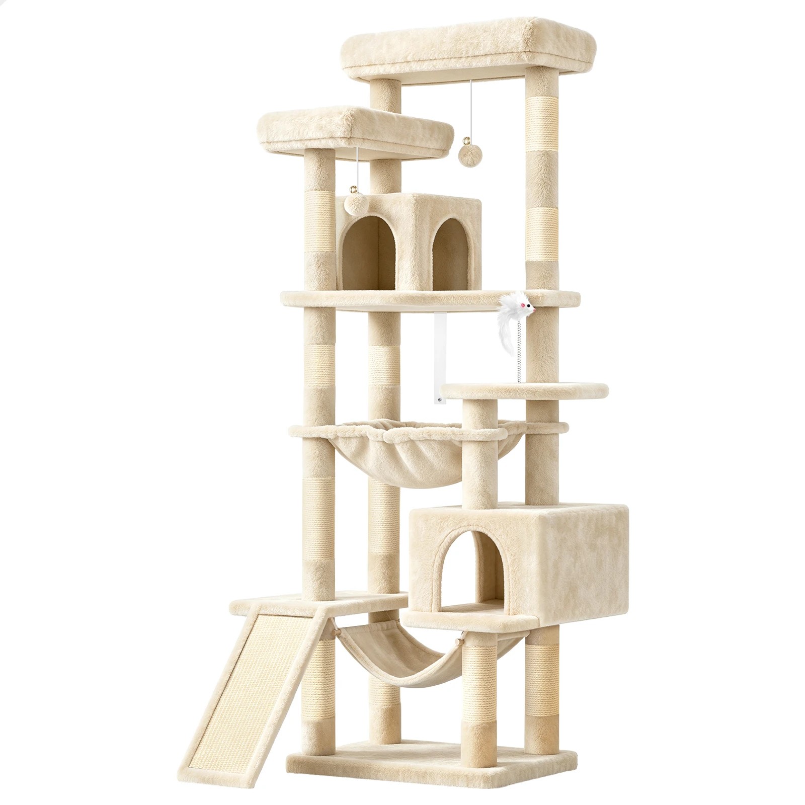 2 Beastie Cat Tree Scratcher Tower Scratching Post Condo 180cm - Beige, 2 of 4