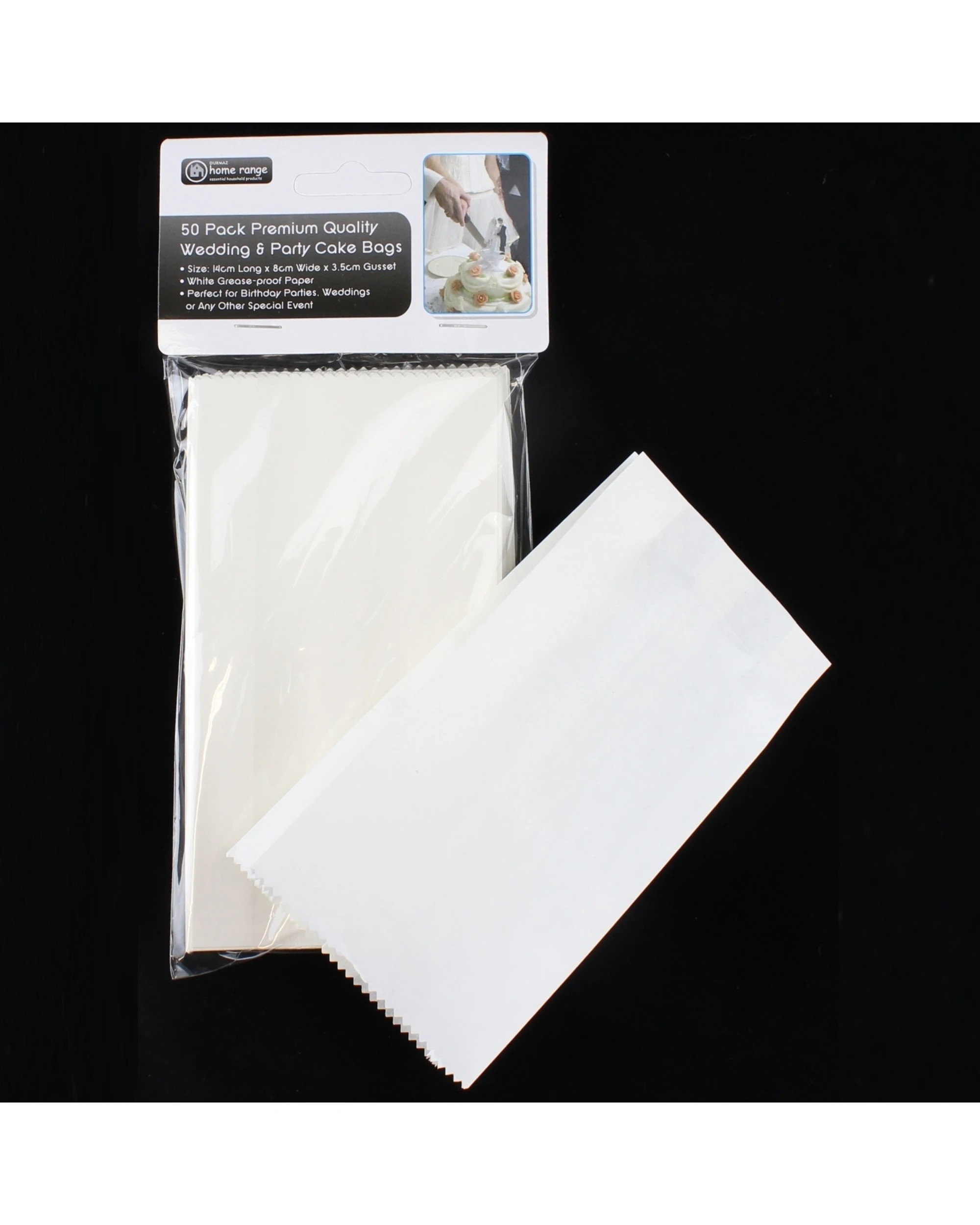 1 Durmaz White Paper Cake Bags Pack of 50, 1 of 1
