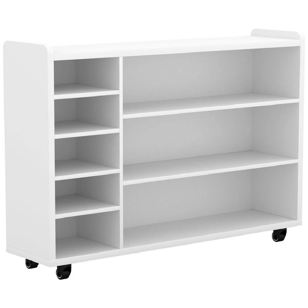1 Young Kids Educational 8 Shelf Mobile Storage Unit White Kids Storage & Furniture, 1 of 4