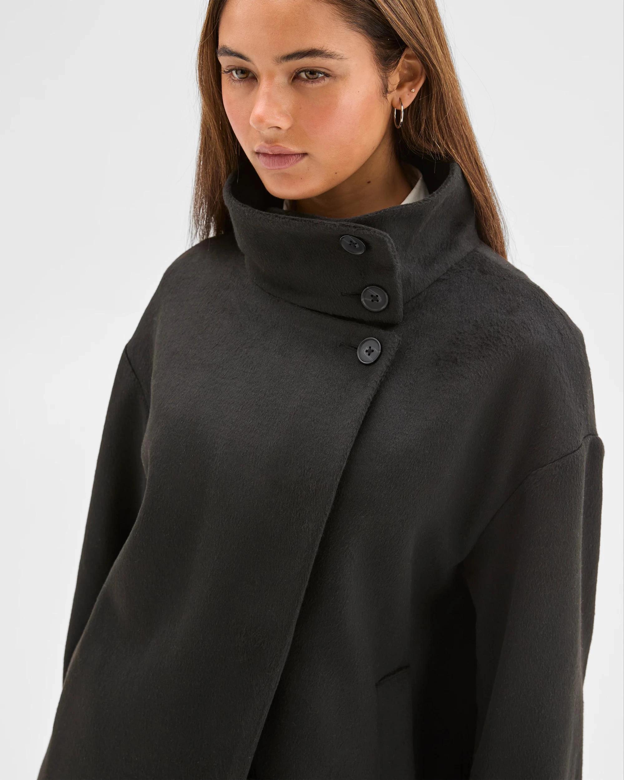 6 Lily Loves Funnel Neck Short Coat BLACK, 6 of 8