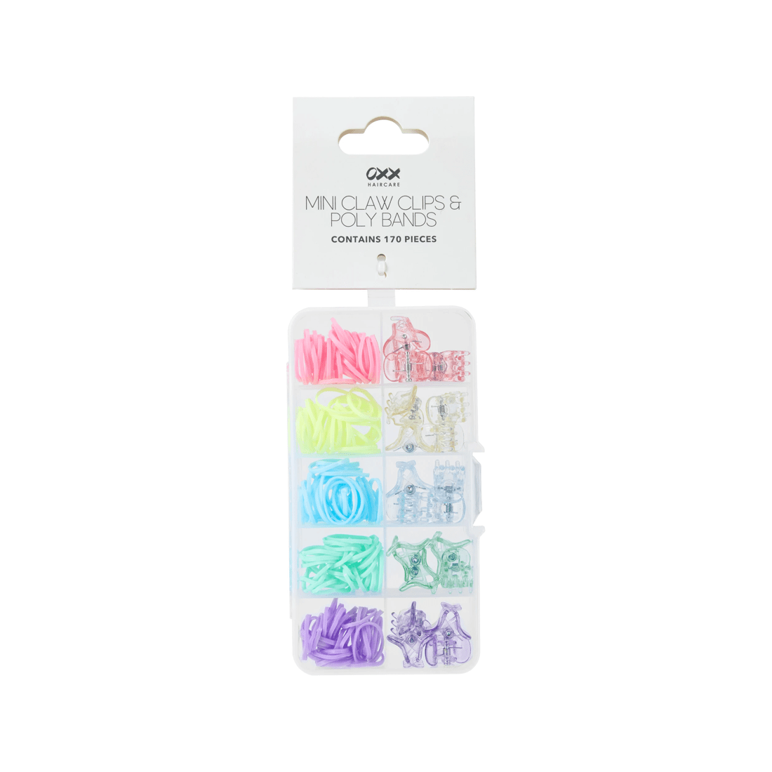 5 OXX Haircare 170 Piece Mini Claw Clips and Poly Bands - Multi Colour, 5 of 5