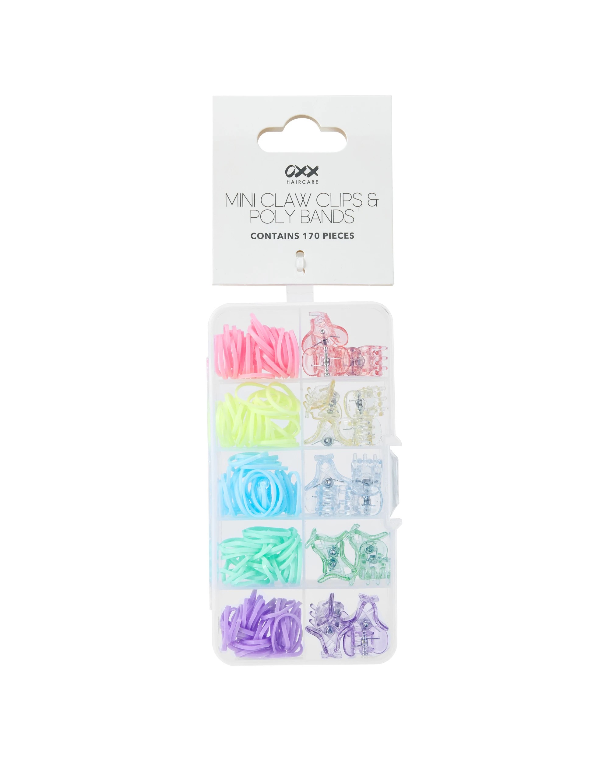 5 OXX Haircare 170 Piece Mini Claw Clips and Poly Bands - Multi Colour, 5 of 5