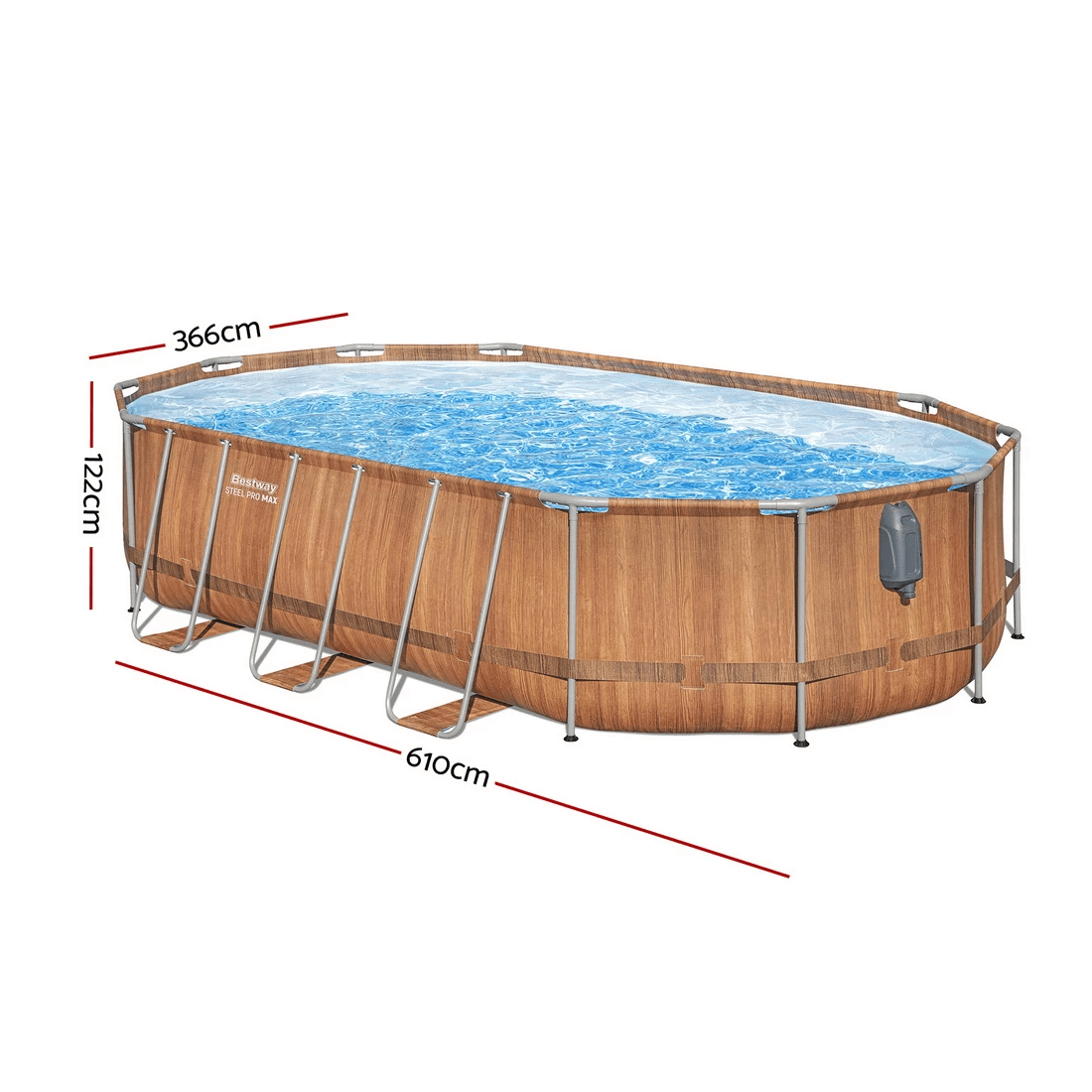 2 Bestway Swimming Pool Steel Frame Luxury Pool & SPA Massage Set 6.1x3.66x1.22m - Brown, 2 of 7