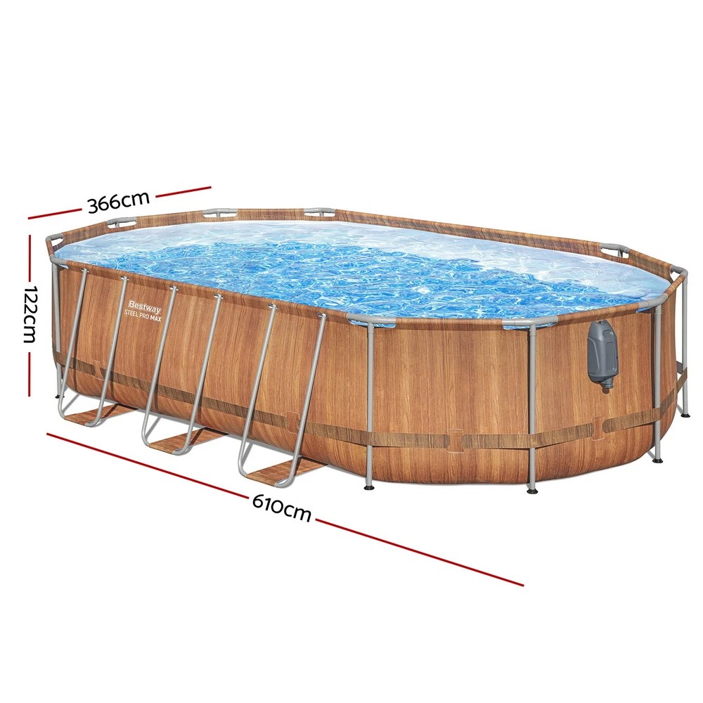 2 Bestway Swimming Pool Steel Frame Luxury Pool & SPA Massage Set 6.1x3.66x1.22m - Brown, 2 of 6
