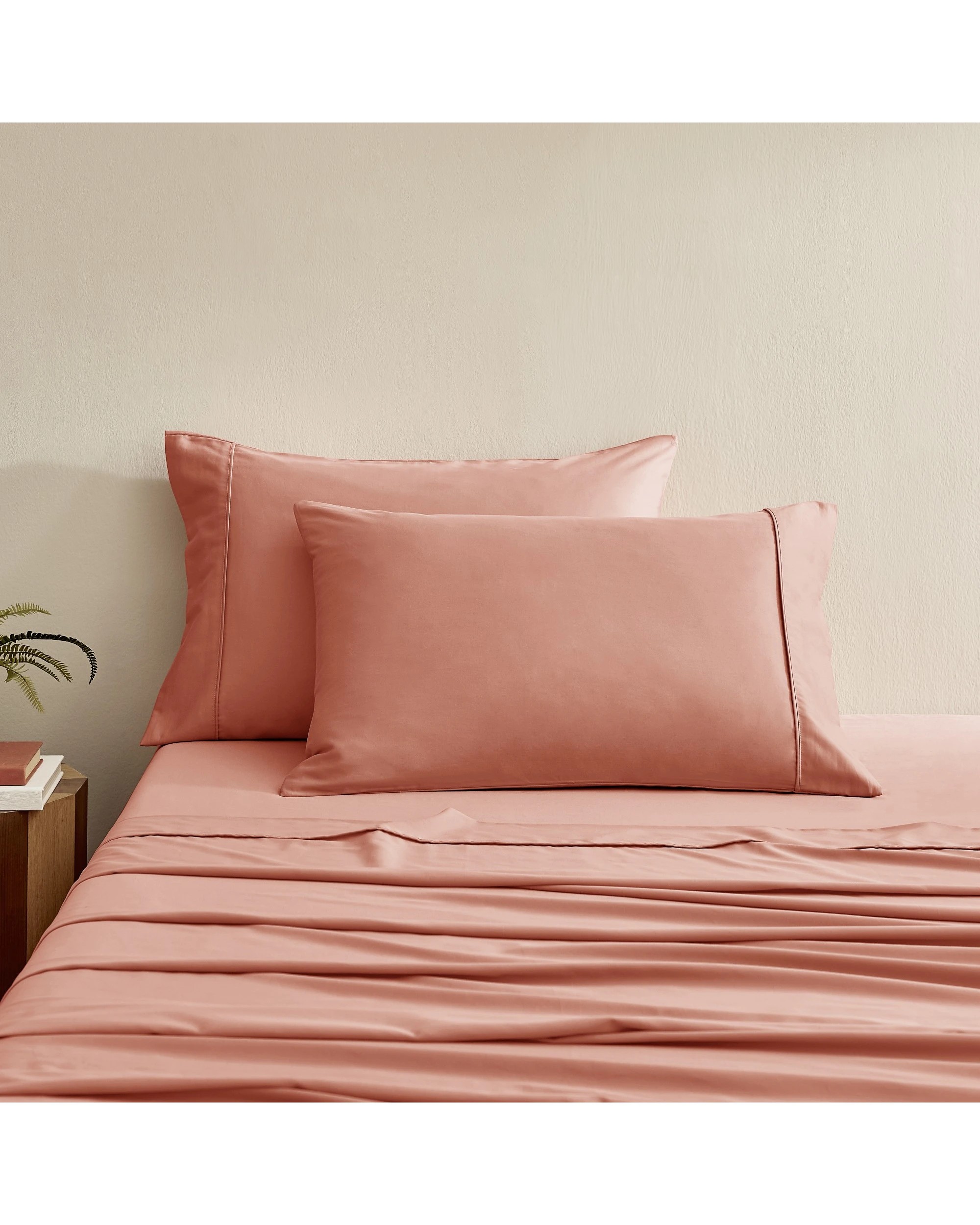 2 Serene 400TC Bamboo Cotton Sateen Sheet Set - Double Bed - Clay, 2 of 6