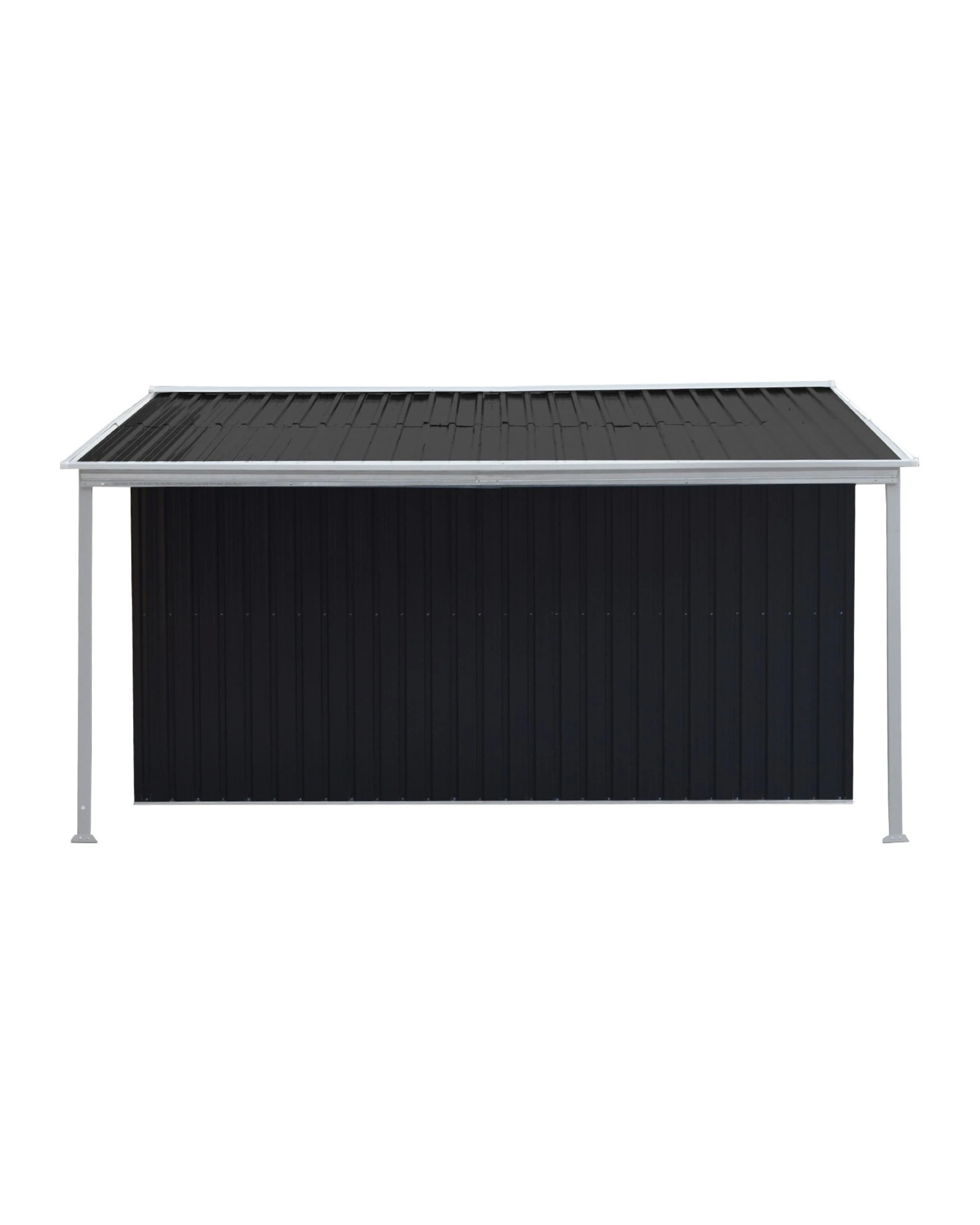 4 Wallaroo 10x8ft Steel Garden Shed with Open Storage Sloped Roof Tool Shelter - Black, 4 of 10