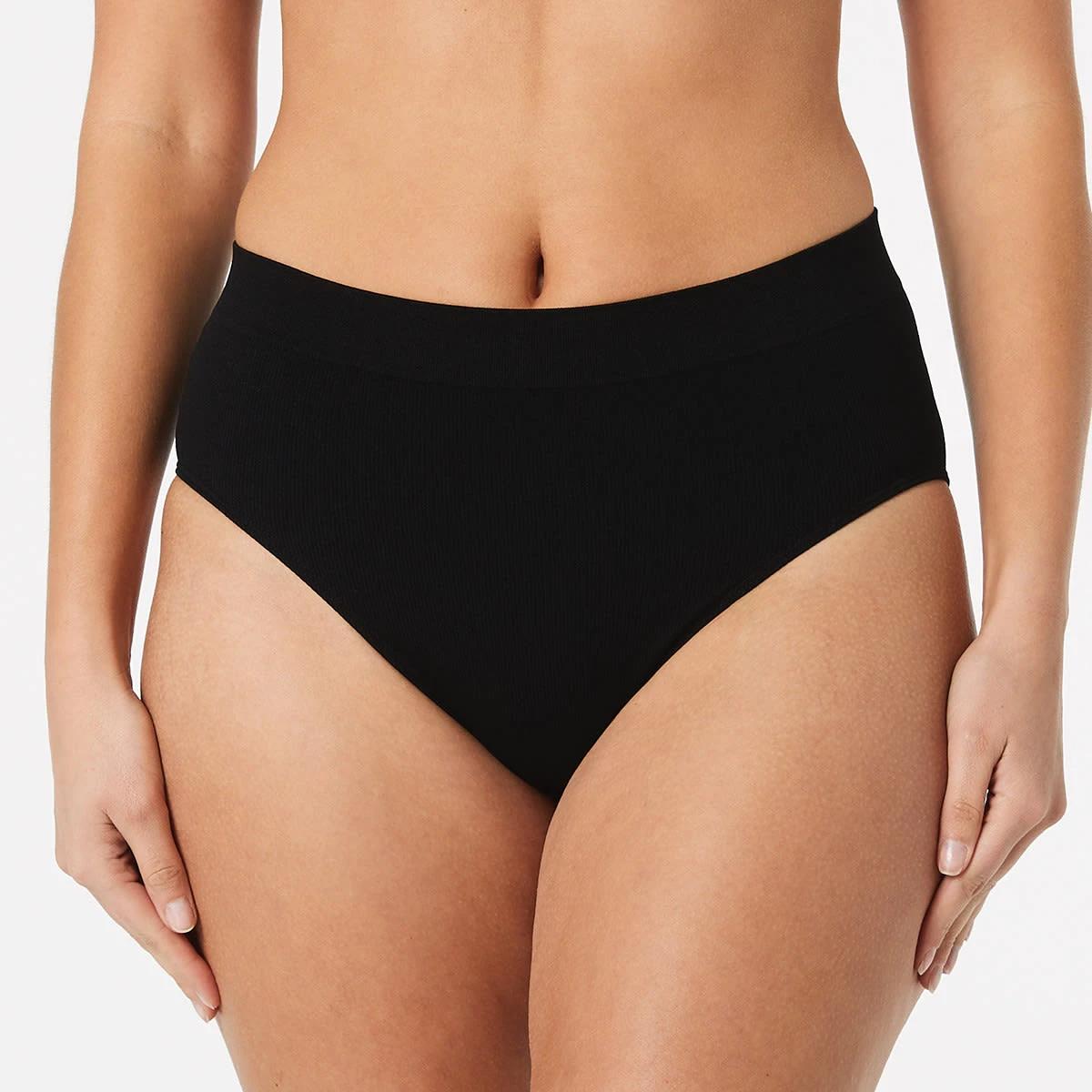 3 3 Pack Rib Seamfree Full Briefs BLACK, GREY MARLE, BLACK, 3 of 7
