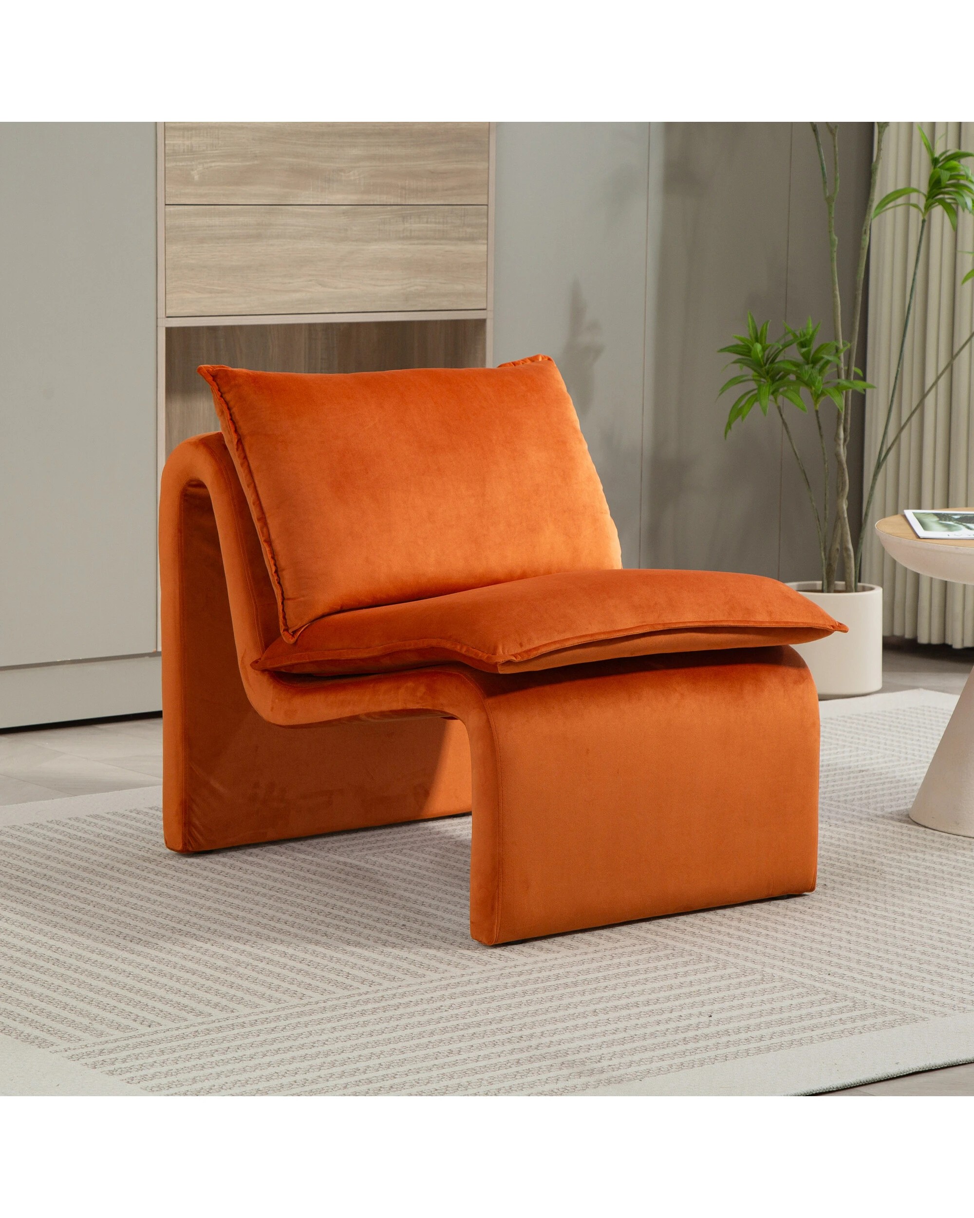 2 IHOMDEC Stylish Single Accent Sofa Chair - Orange - Orange, 2 of 10