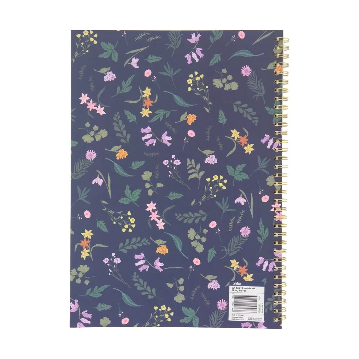 6 A4 Spiral Notebook - Navy, Floral, 6 of 6
