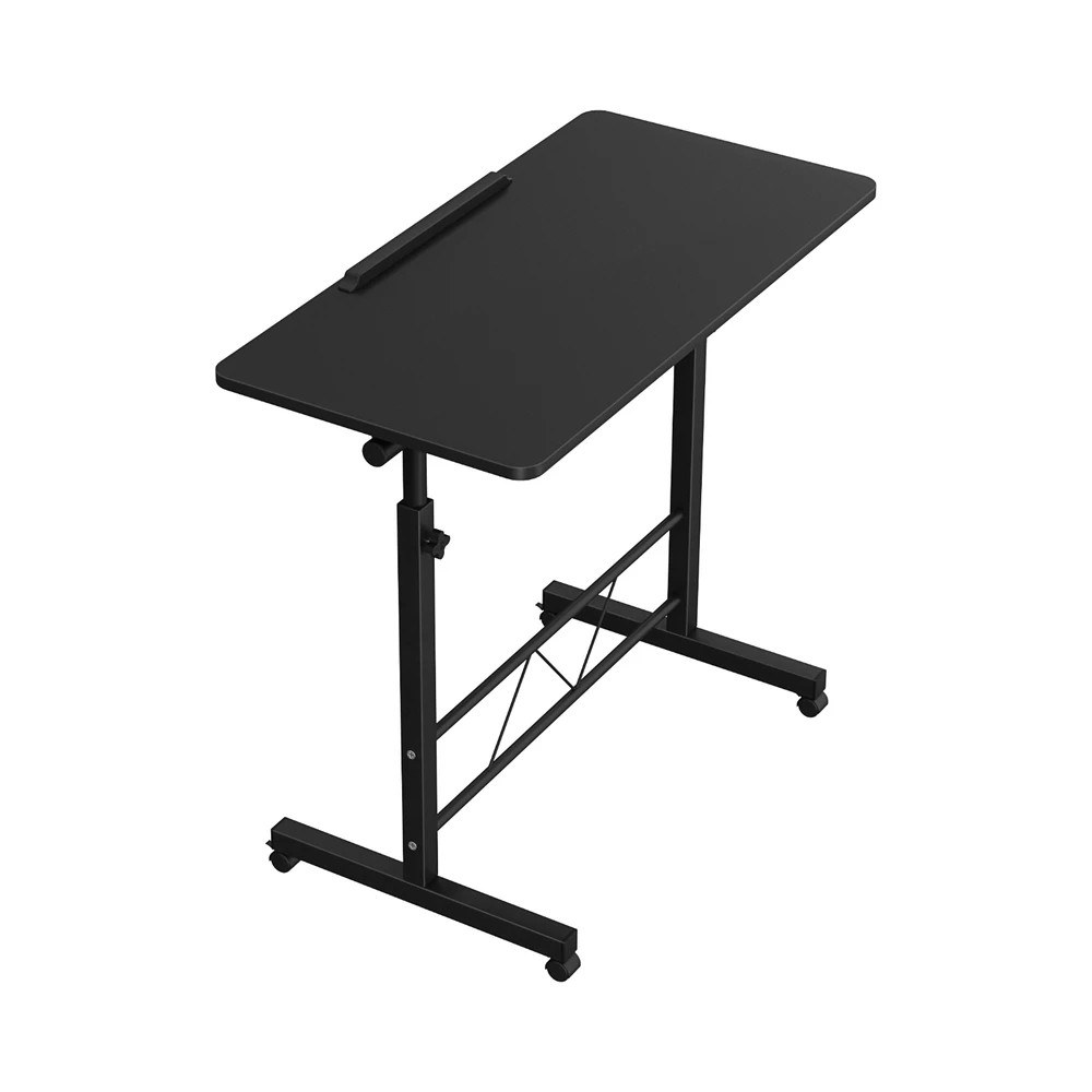 1 Artiss Laptop Desk Table Height Adjustable Wooden Bed Side Tables 80CM - Black, 1 of 5