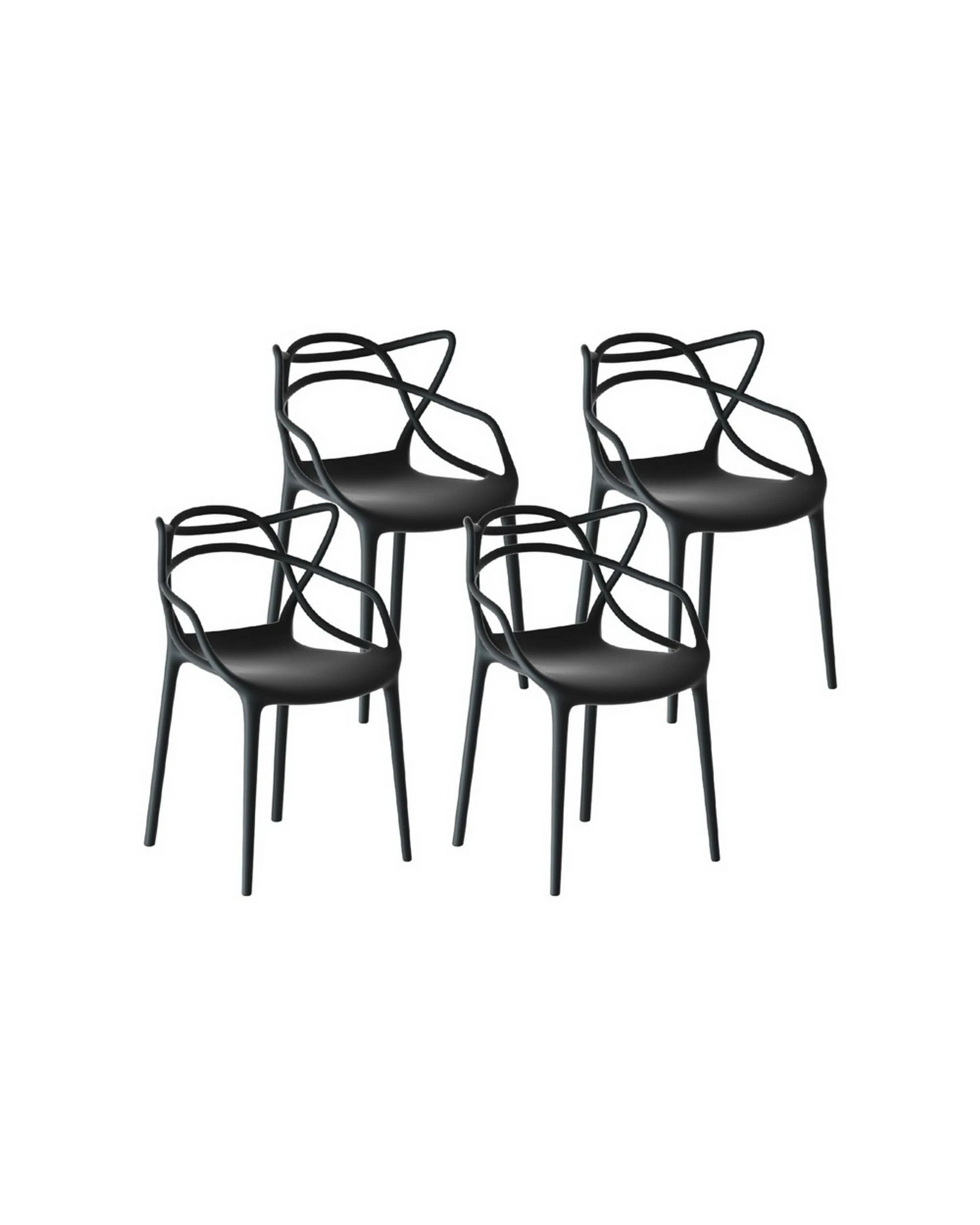 1 Gardeon 4PC Outdoor Dining Chairs PP Portable Stackable Chair Patio Furniture - Black, 1 of 4