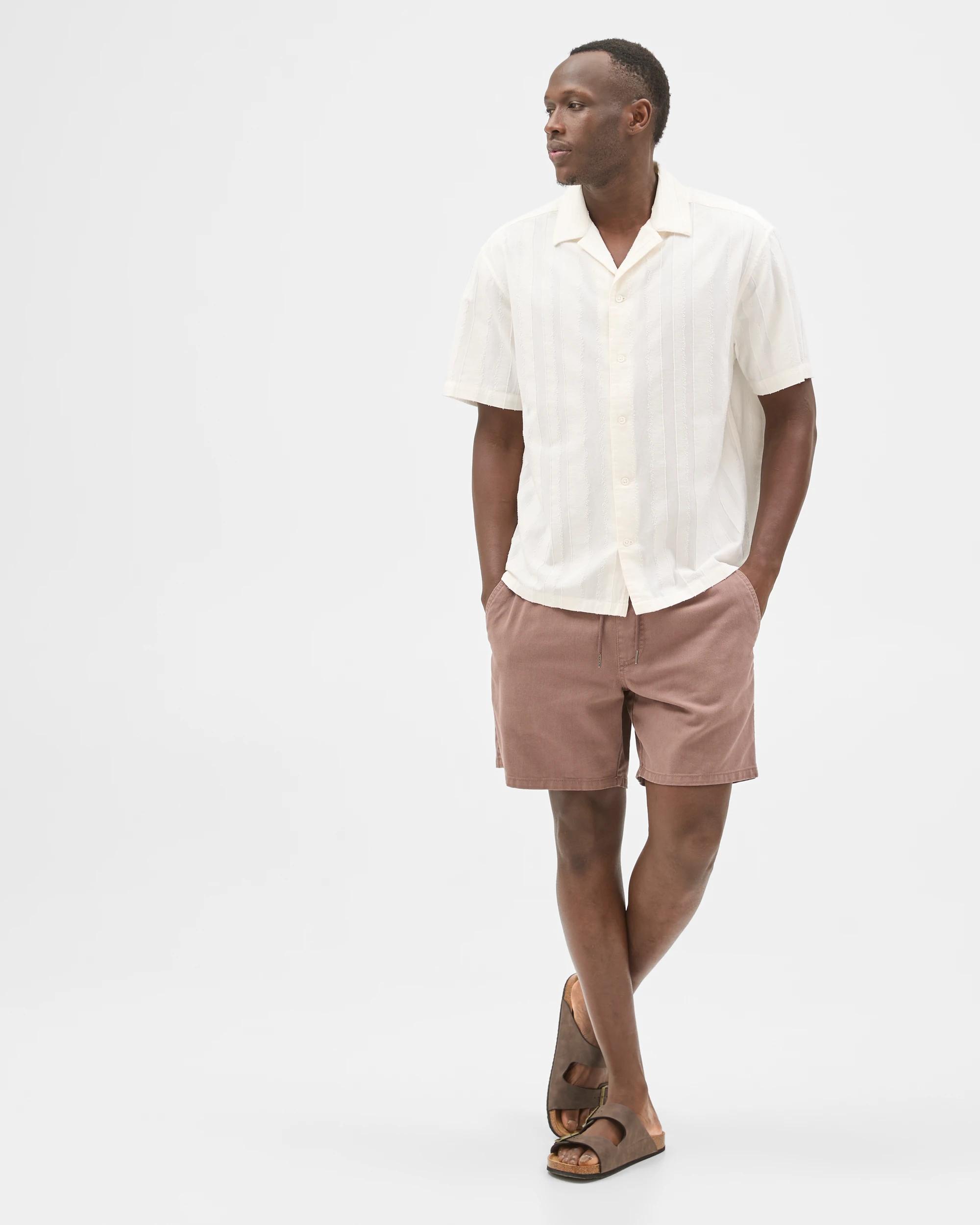 1 Commons Cotton Burnout Short Sleeve Shirt CLOUD WHITE, 1 of 6