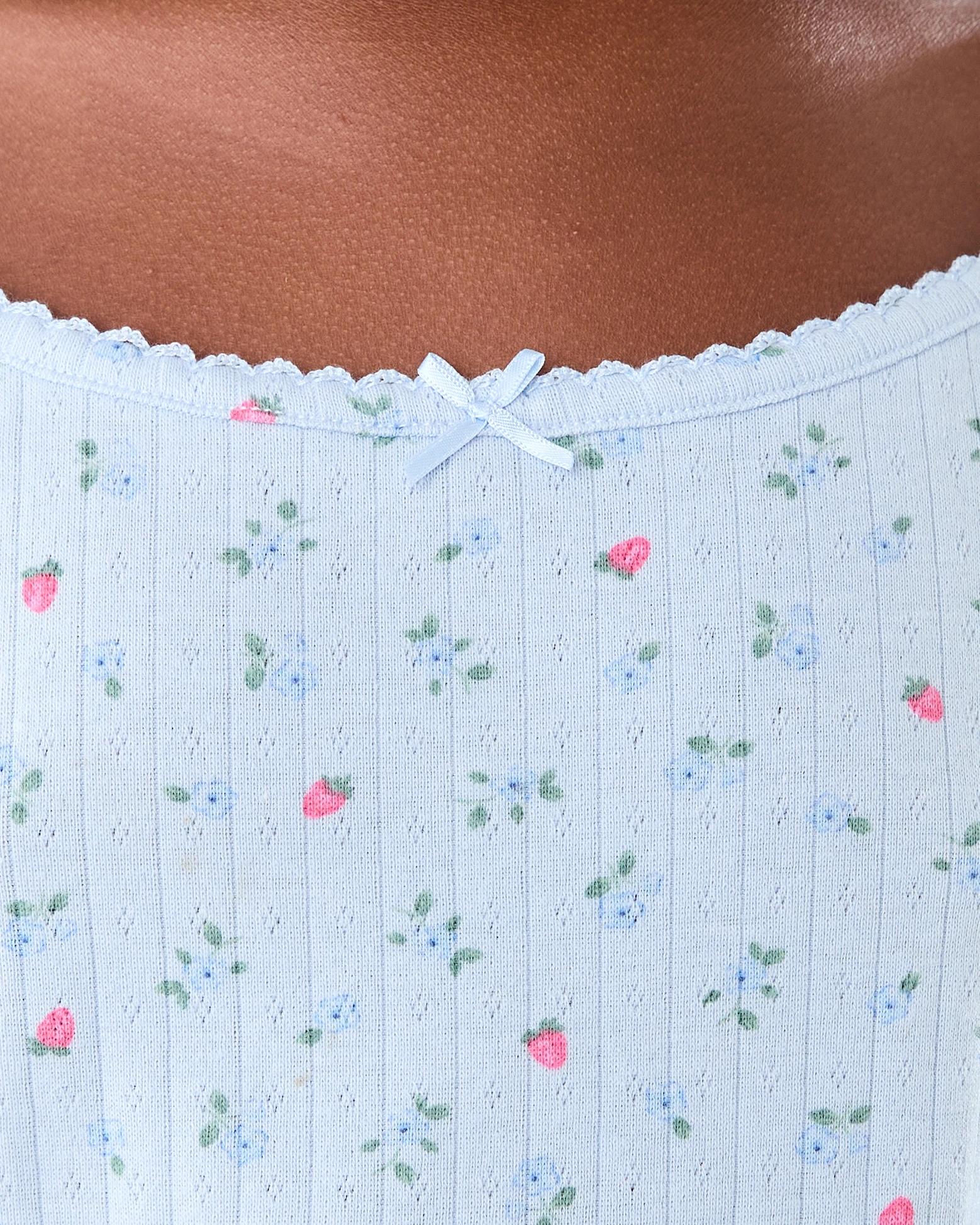 6 Pointelle Strappy Pyjama Set BLUE BERRY BLOOMS, 6 of 8